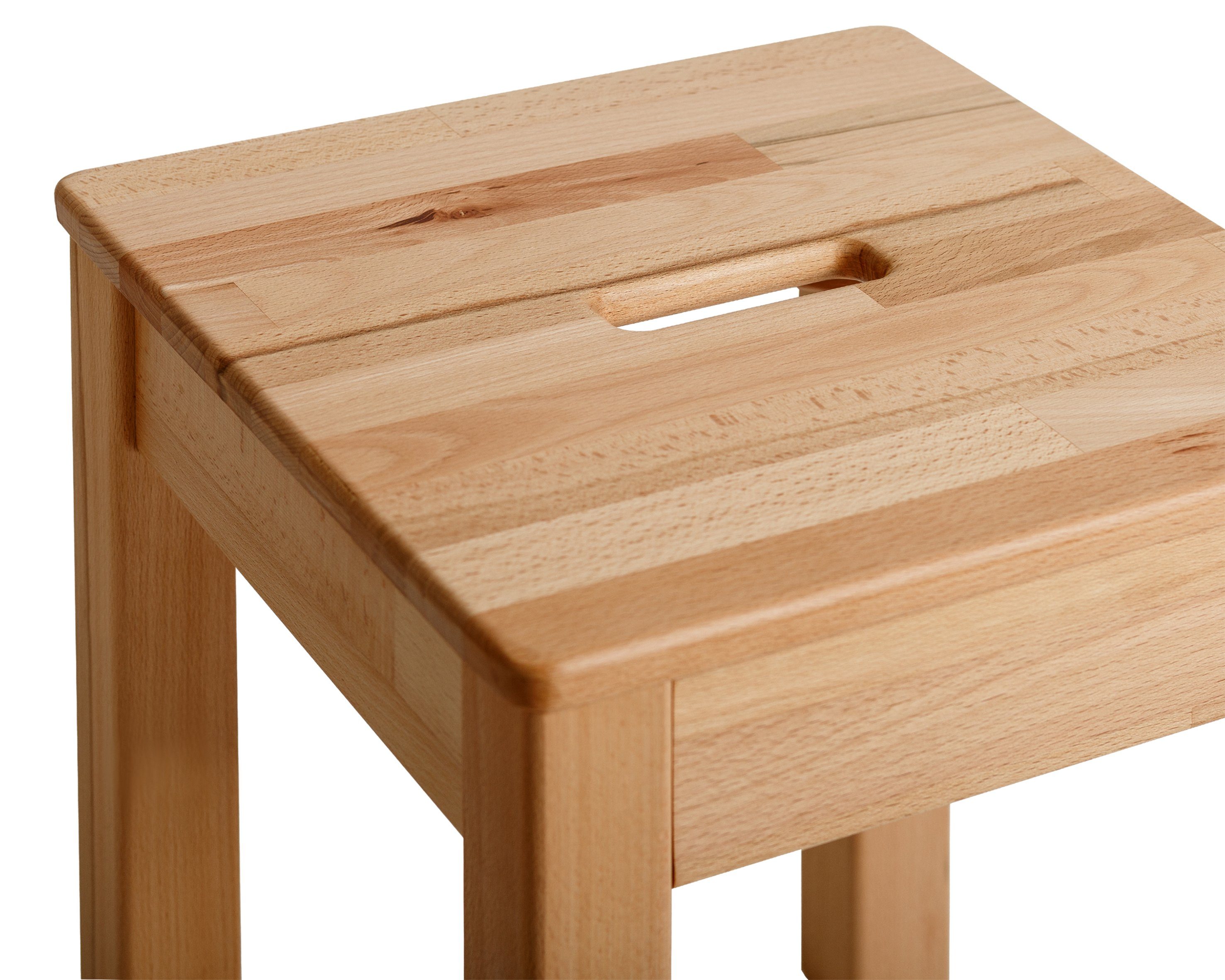 Krok Wood Hocker 1x Hocker mit Eingriff Tomas aus Massivholz – Bild 3 von 5