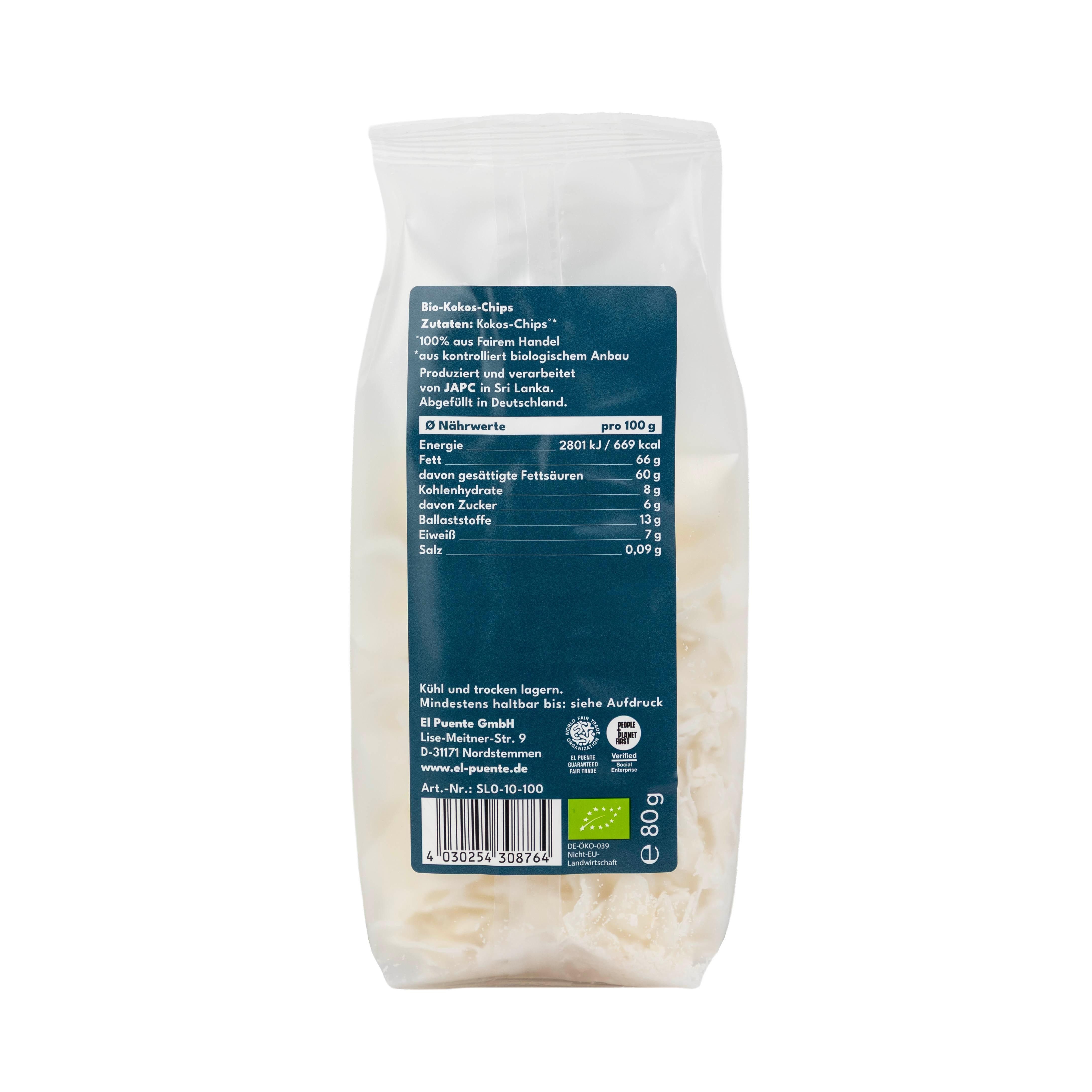 El Puente Knabberei Vegane Bio-Kokos-Chips fein gehobelt, Fair Trade, Vegan, Bio, Handmade