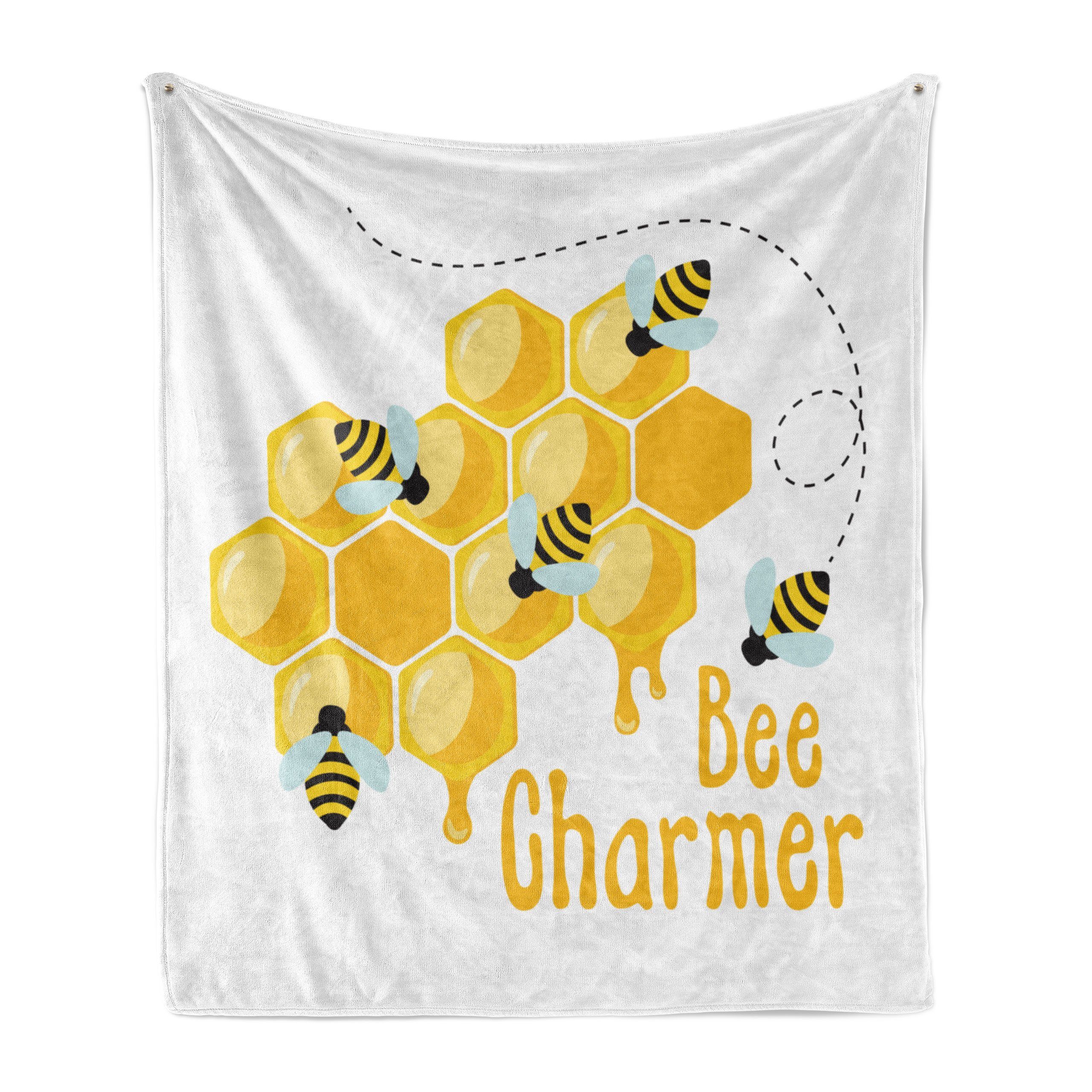 den Plüsch Bee Abakuhaus, Gemütlicher für Beschriftung Innen- Charmeur Wohndecke Biene und Honey Außenbereich,