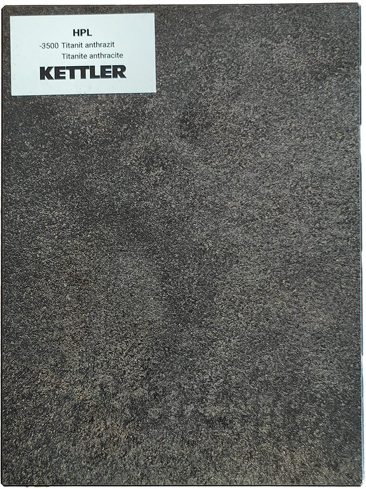 KETTLER Tischplatte HPL Tischplatte 95cm x 95cm x 1,3cm, Titanit anthrazit, Wing Profil