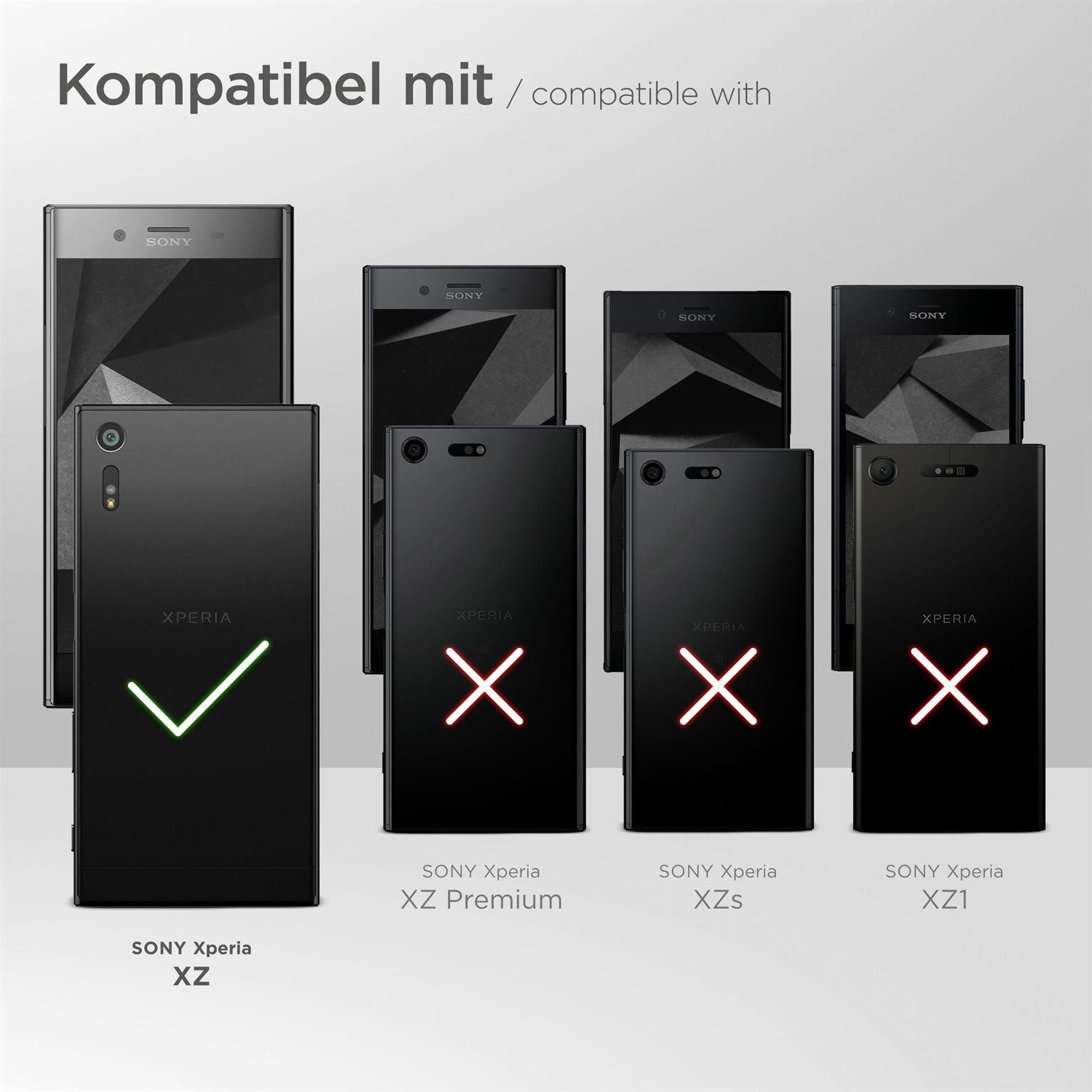 moex Handyhülle für Sony Xperia XZ Hülle Klappbar Flip Case Schwarz 5,2 Zoll, 360 Grad Schutz Handytasche Leder Optik PU Lederhülle Cover Klapphülle