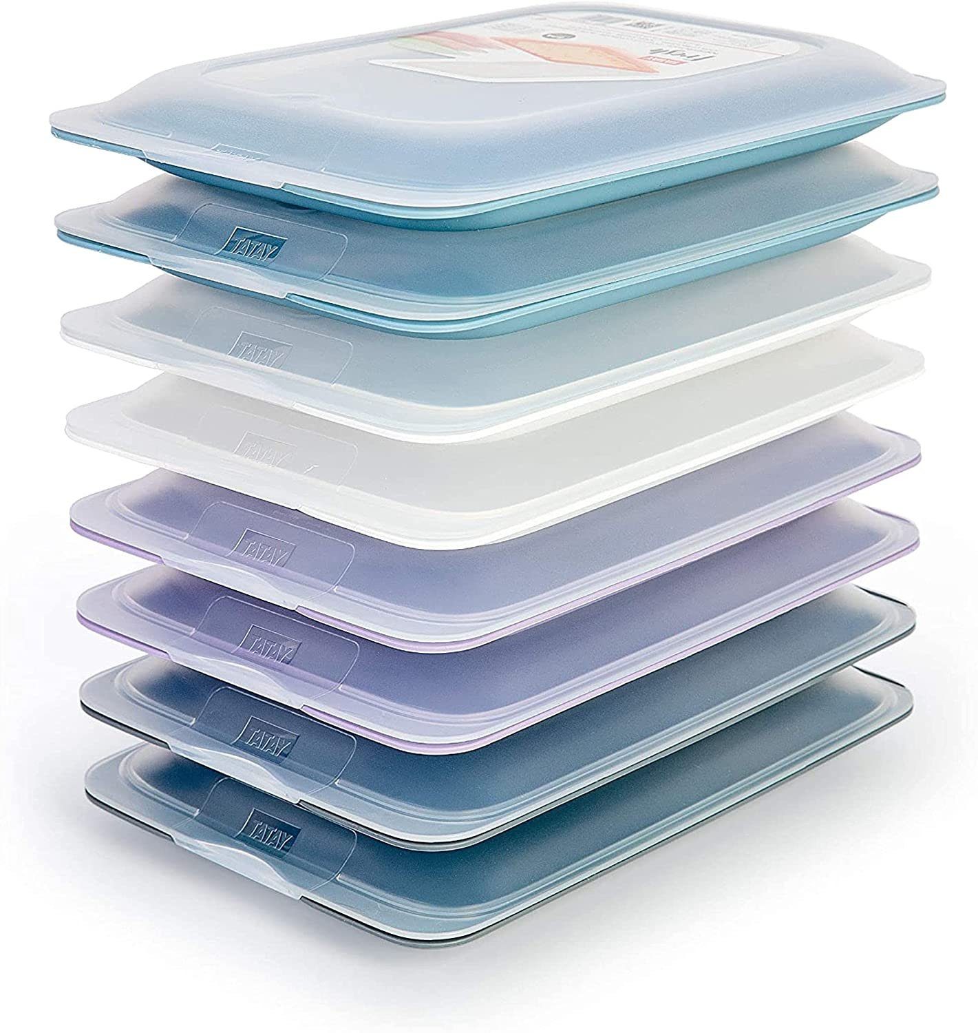 meberg Frischhaltedose Vorratsdosen integrierte Servierplatte Wurstbox Frischhaltedose, Kunststoff, (8-tlg., Aufschnitt-Boxen platzsparend stapelbare Aufschnittdosen Stapelboxen), BPA frei Spülmaschinengeeignet