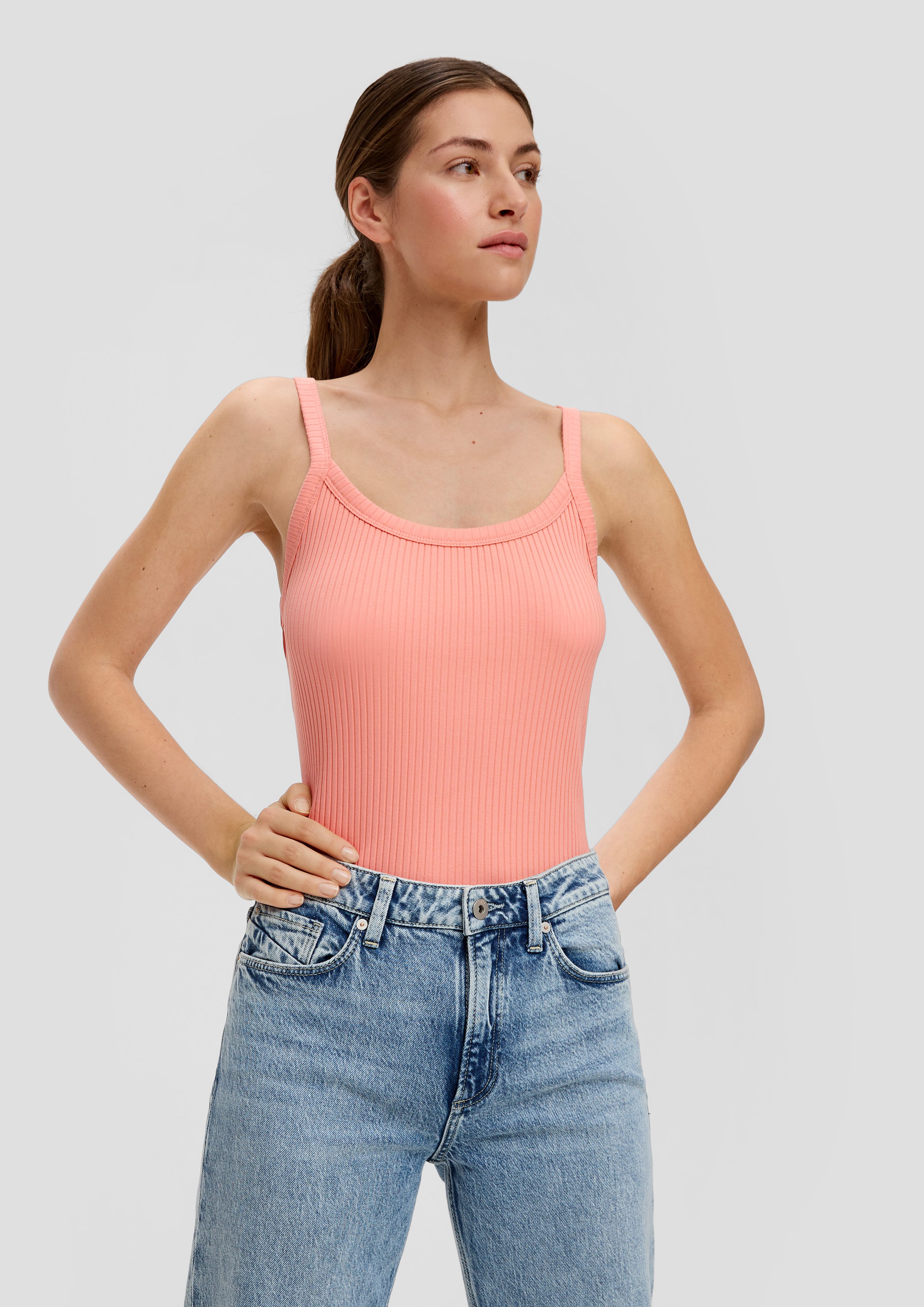 Shirttop Top mit Rippstruktur