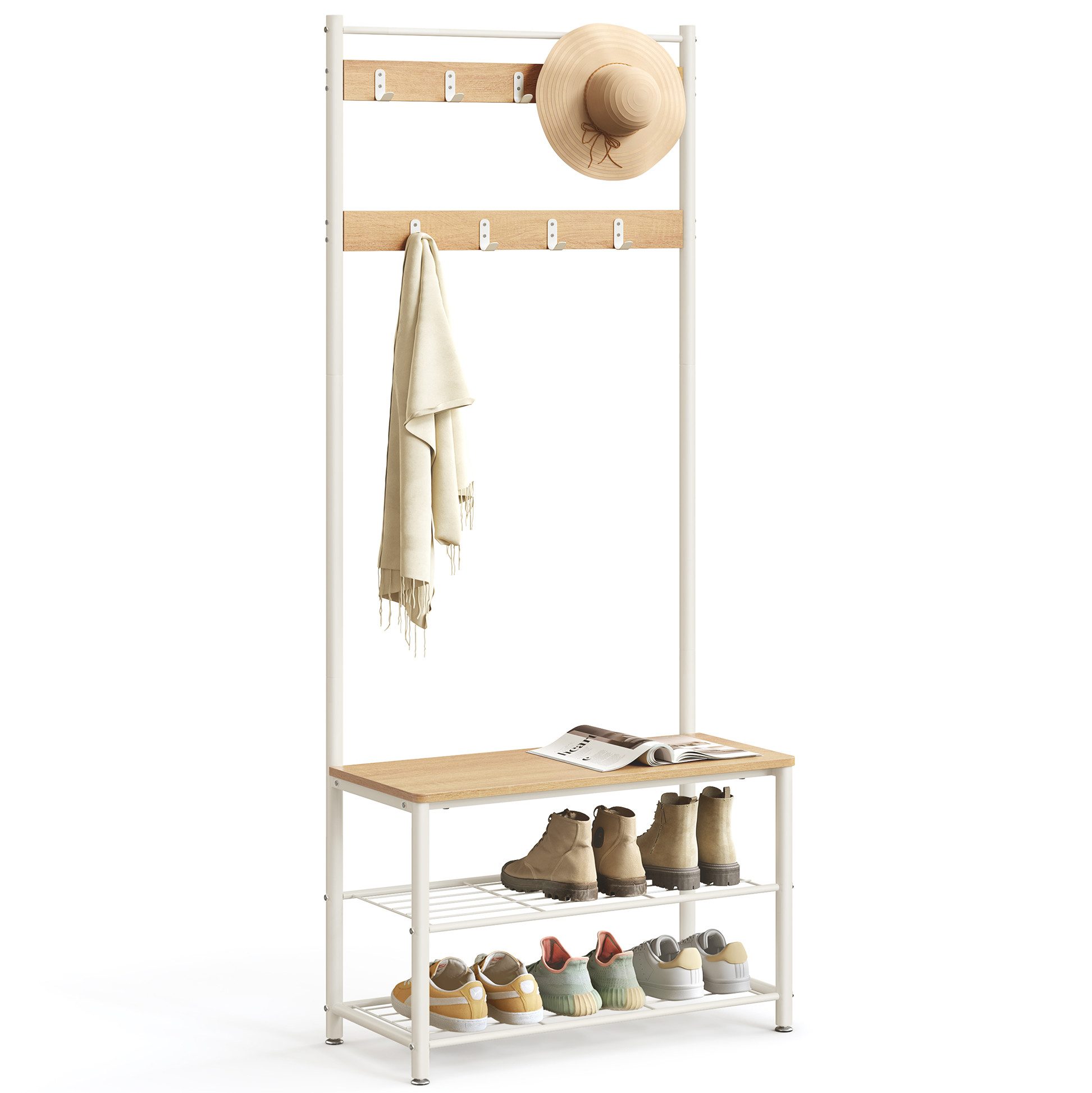 VASAGLE Garderobenständer Garderobe, Kleiderständer, mit Schuhbank, 3-in-1 günstig online kaufen