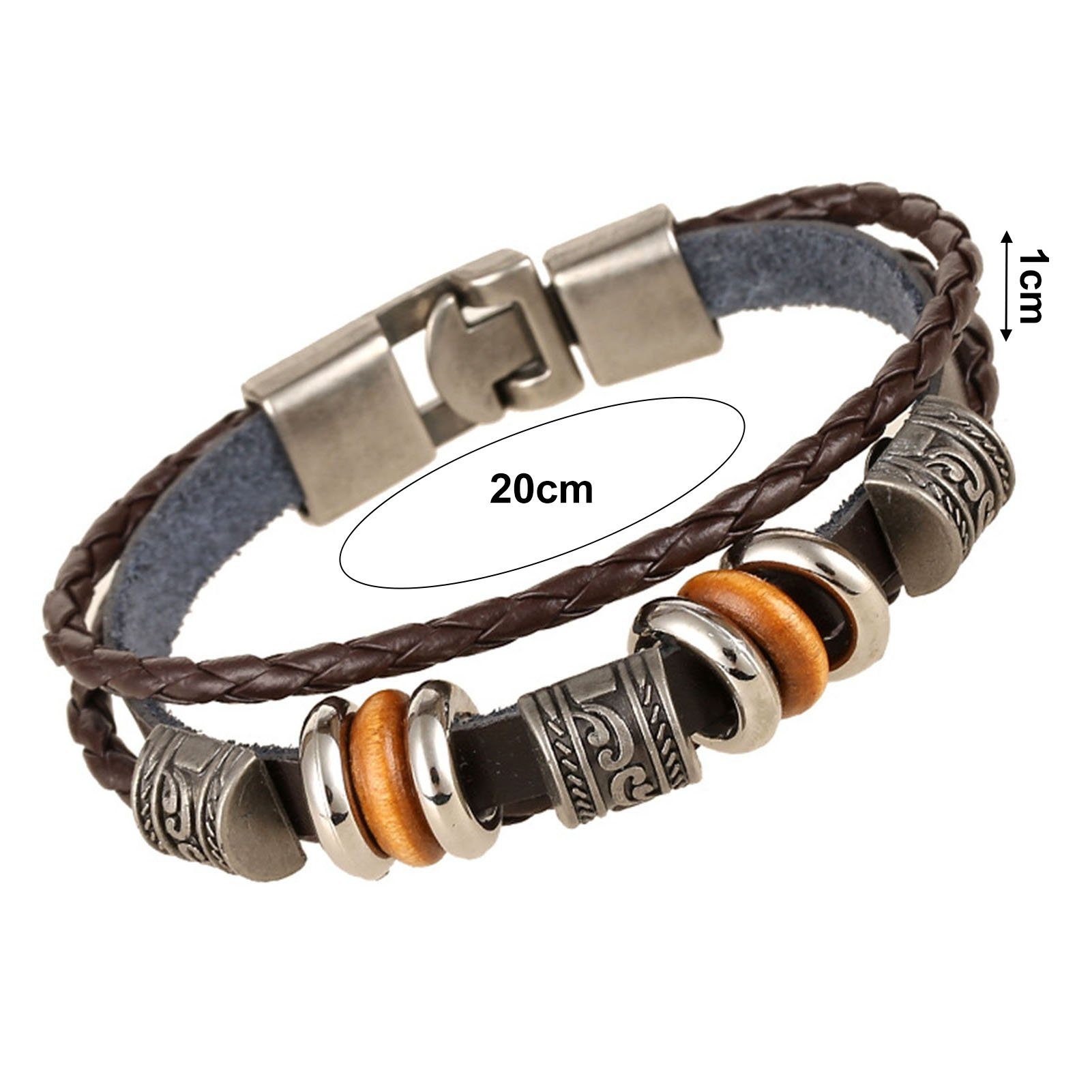 Armband (Vintage Freund, Europäische Mehrlagiges Lederarmband, Armband Für amerikanische und Männer Herren Modearmbänder), Geschenke Rutaqian für Geschenk Freundin gewebte Hellbraun dreilagig Leder Handperlen