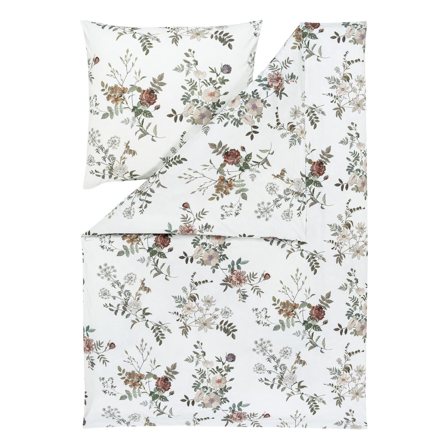 Estella Bettwäsche Estella Interlock Jersey Bettwäsche Perla 6913-110 Blumen Weiß 135x200, 2 teilig
