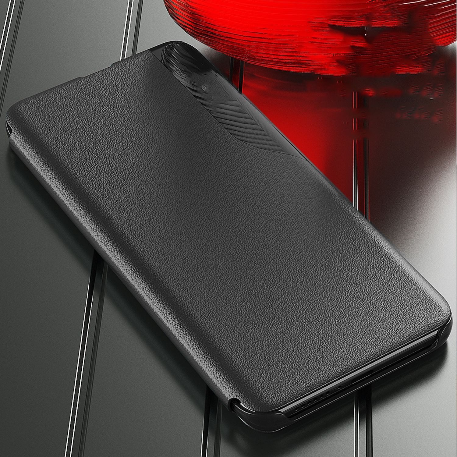 Wigento Handyhülle Smart View für Samsung Galaxy A18 / A17 Magnetische Fliphülle Blau, Flip Case mit Sichtfenster und Standfunktion – Bild 3 von 5