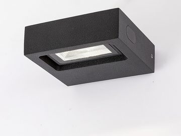 Rabalux LED Außen-Wandleuchte "Ganges" Aluminium, schwarz, quadratisch, 7W, neutralweiß, 575lm, IP65, mit Leuchtmittel wassergeschützt, neutralweiß