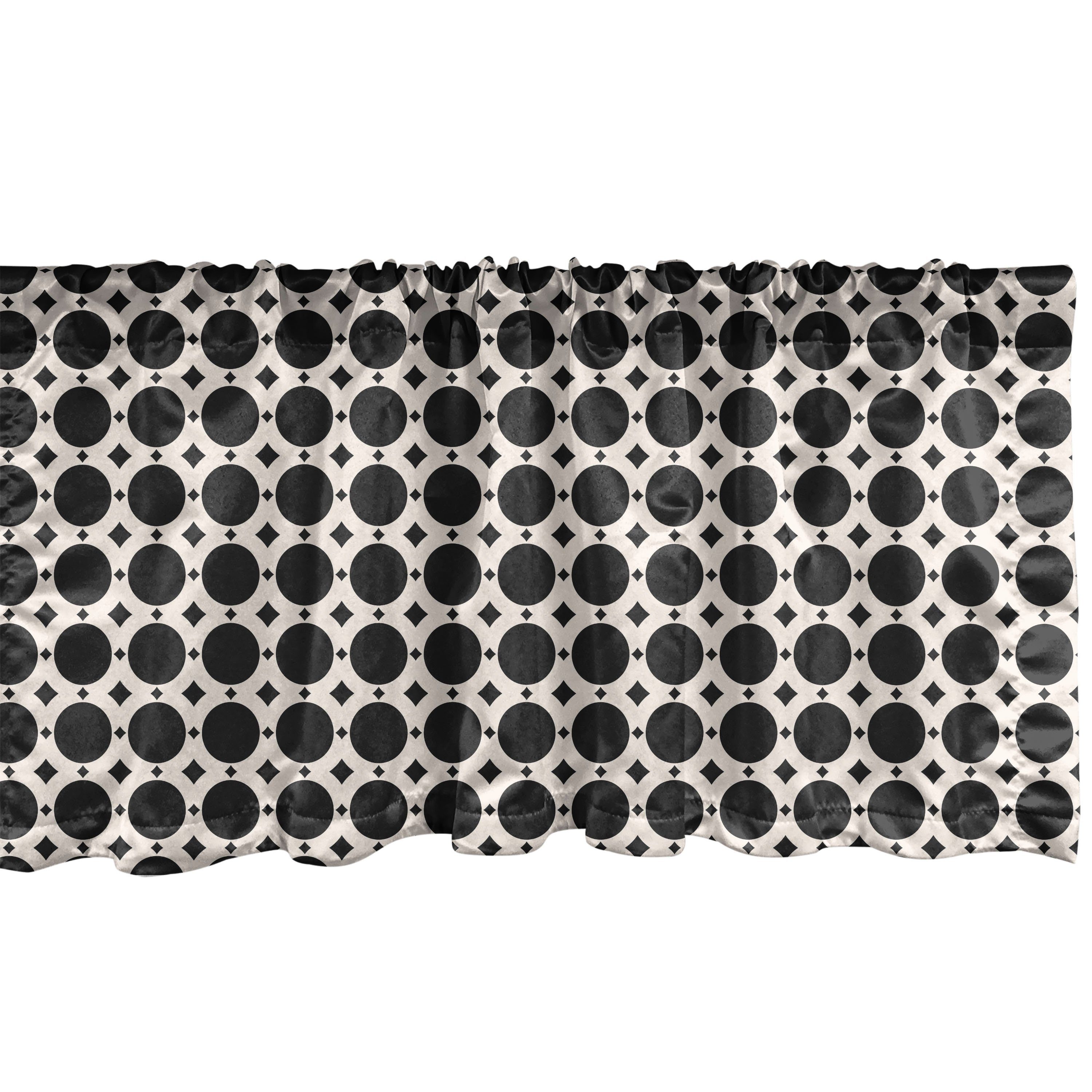 Scheibengardine Vorhang Volant für Küche Schlafzimmer Dekor mit Stangentasche, Abakuhaus, Microfaser, Abstrakte Geometrie Kreise Motive