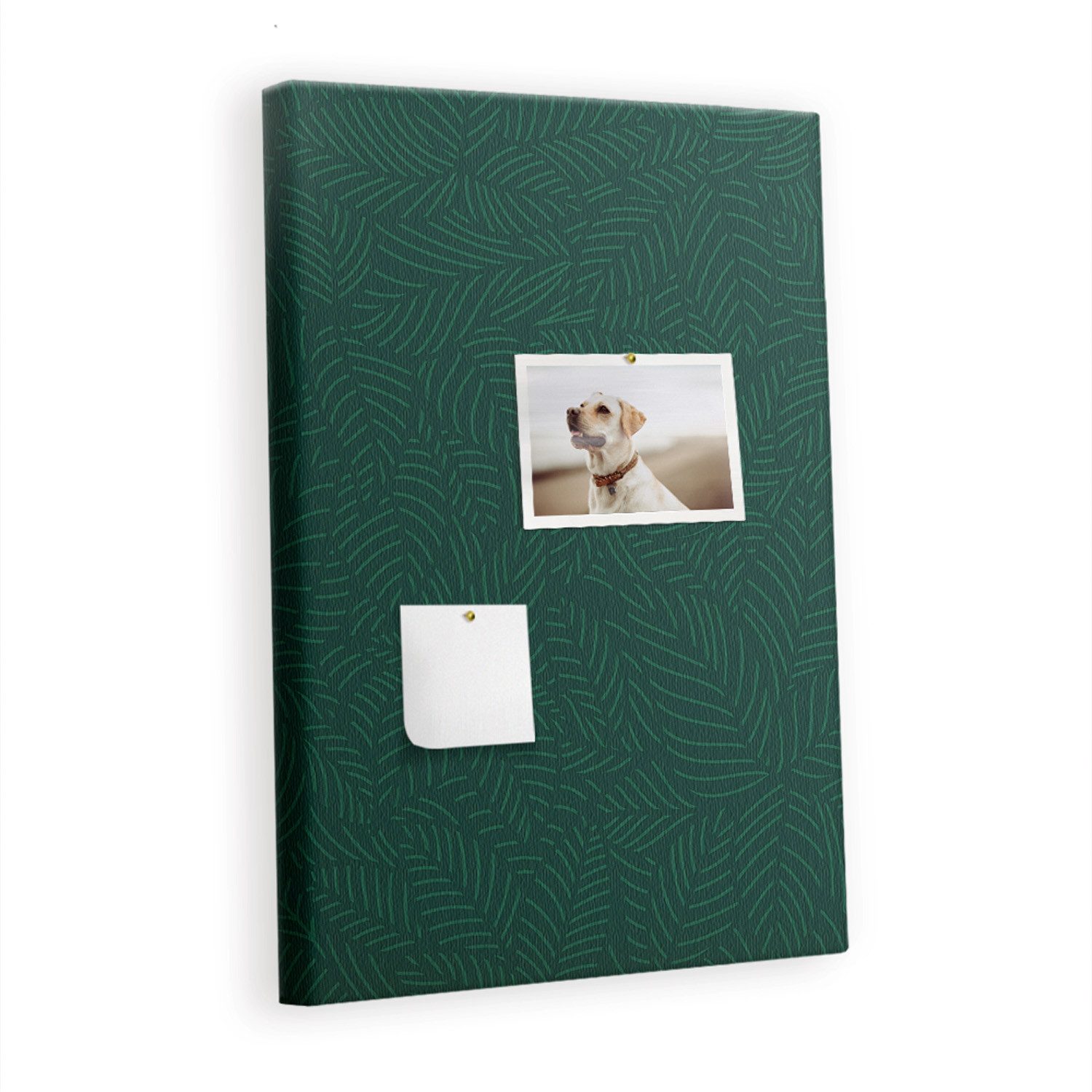 Tulup Pinnwand Dekoratives Memoboard Blattmuster inkl. Pinnnadeln für Büro & Zuhause, Blattmusterlinien, Grün