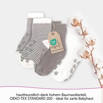 LaLoona Kurzsocken Natur - Gr. 19/20 Anti-Rutsch Socken Krabbelsocken Stoppersocken 5er Pack - Gr. 19/20