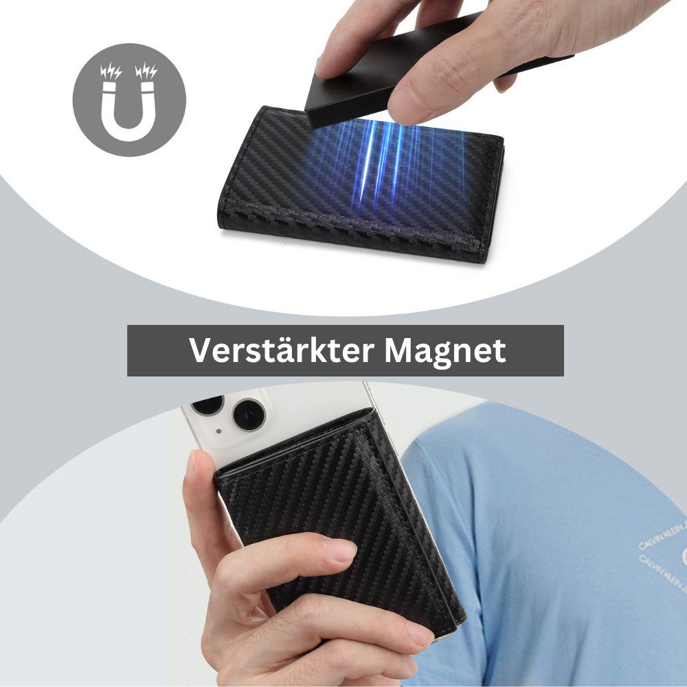Fomax Mini Geldbörse Herren Smart Slim Wallet mit RFID Schutz, Portemonnaie Herren klein (Geldbeutel Herren Pop-up-Design, Kartenetui hält 13 Karten), Clever organisiert, modern gestaltet