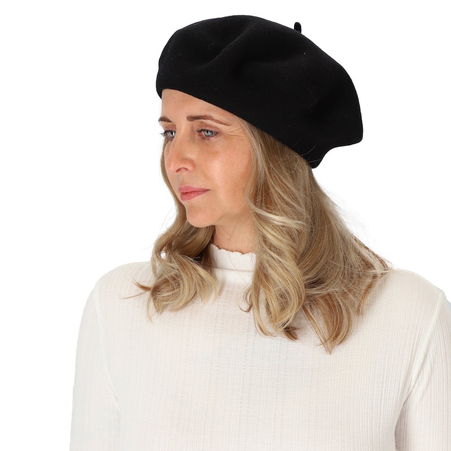 halsüberkopf Accessoires Baskenmütze Filzbaske aus reinem Wollfilz günstig online kaufen