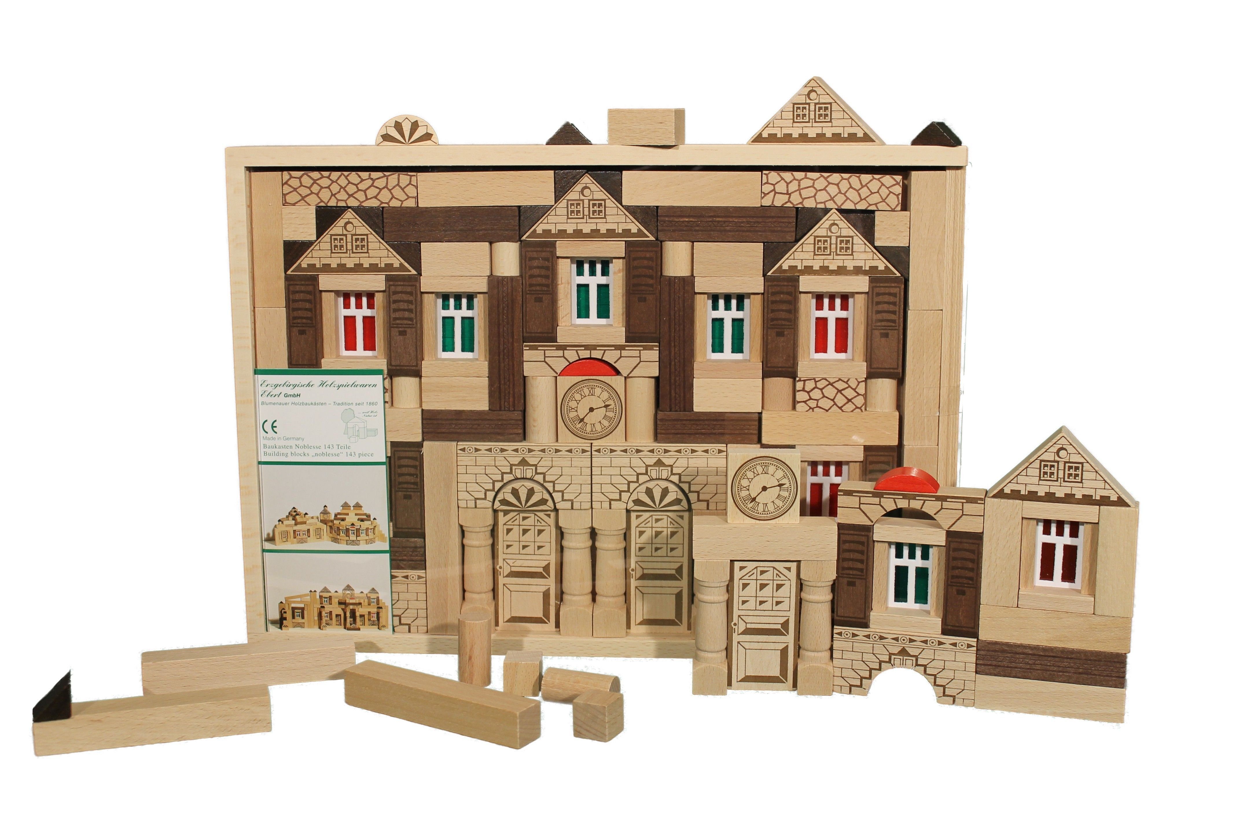 Erzgebirgische Holzspielwaren Ebert GmbH Holzspielzeug Baukasten Noblesse 143 BxHxT 37x27x5cm NEU Holzbaukasten