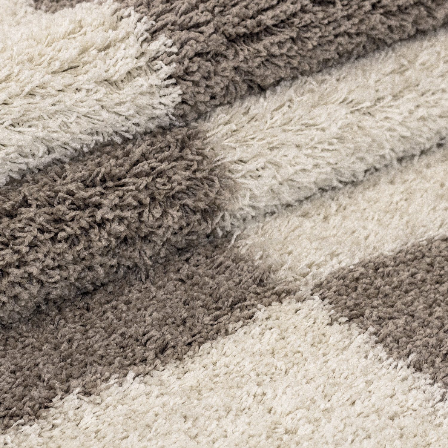 KADIMA DESIGN Teppich WERFEN Shaggy Langflor Wohnzimmer Schlafzimmer Waschbar Kariert, Rund, Höhe: 32 mm, Beige, 80x80 cm, Wohnzimmerteppich Strapazierfähig Fla – Bild 5 von 5