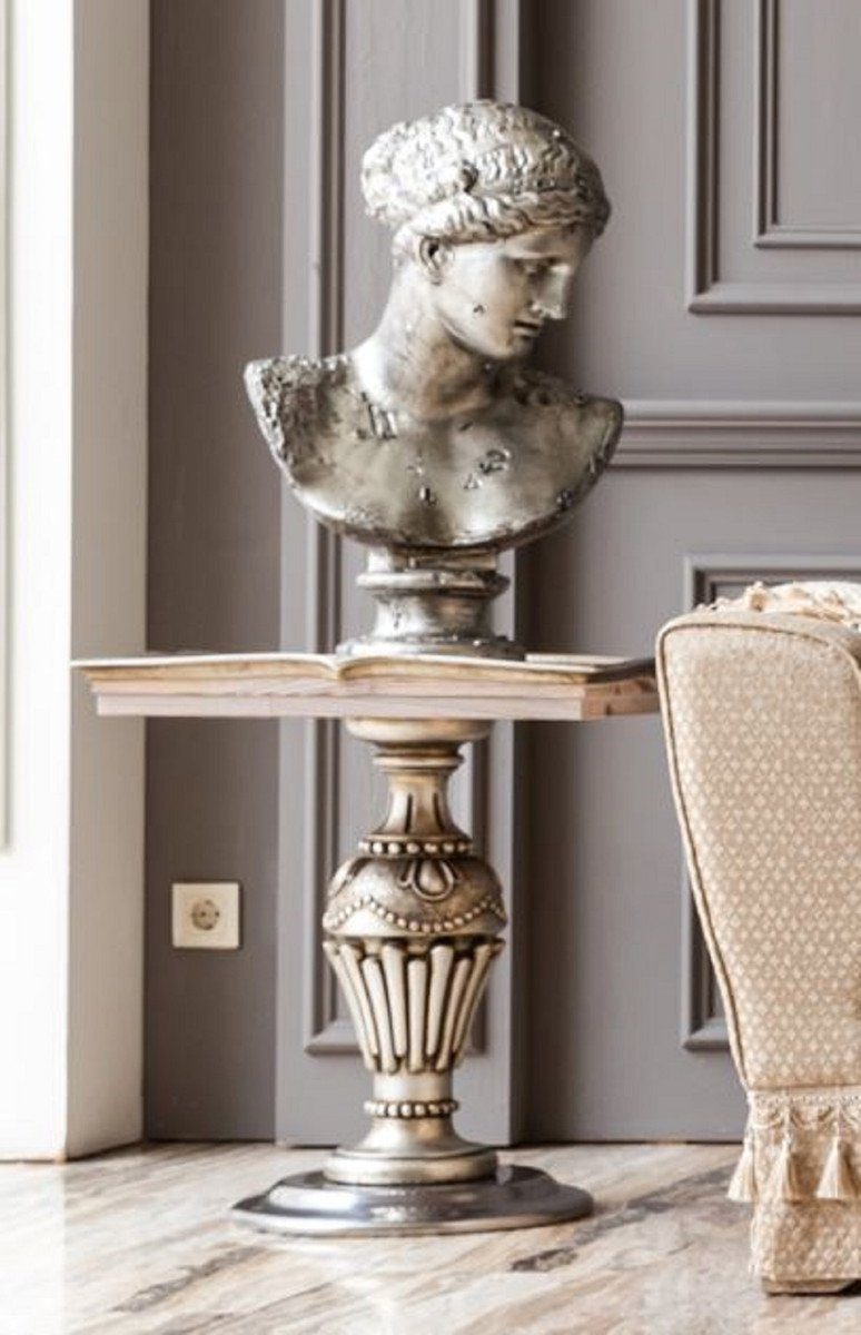 Casa Padrino Beistelltisch Luxus Barock Beistelltisch Silber / Naturfarben - Handgefertigter Tisch im Barockstil - Barock Möbel - Edel & Prunkvoll