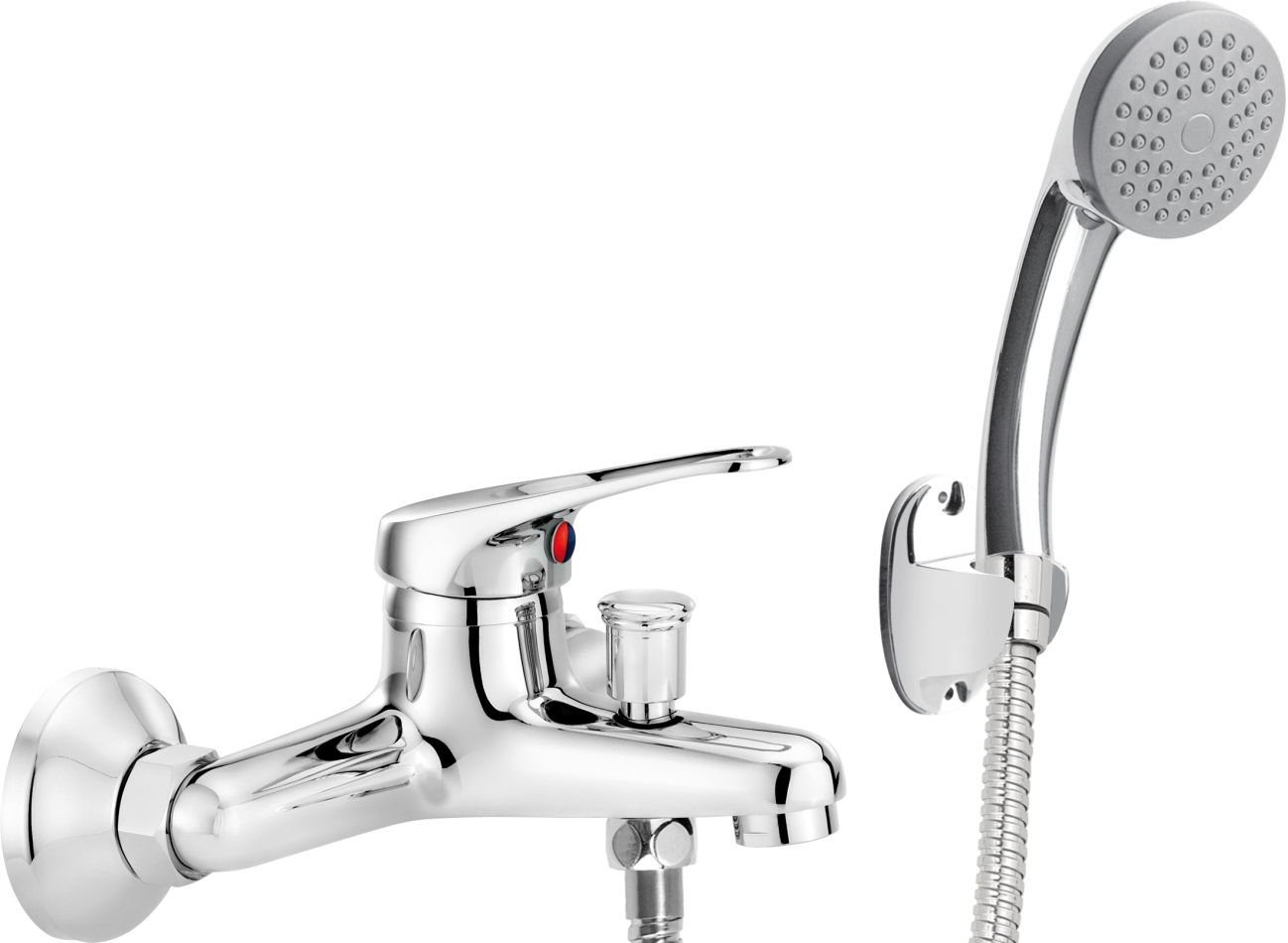 Deante Wannenarmatur LOBO Badewannenarmatur Duschset Handbrause, Brauseschlauch und Wandhalter