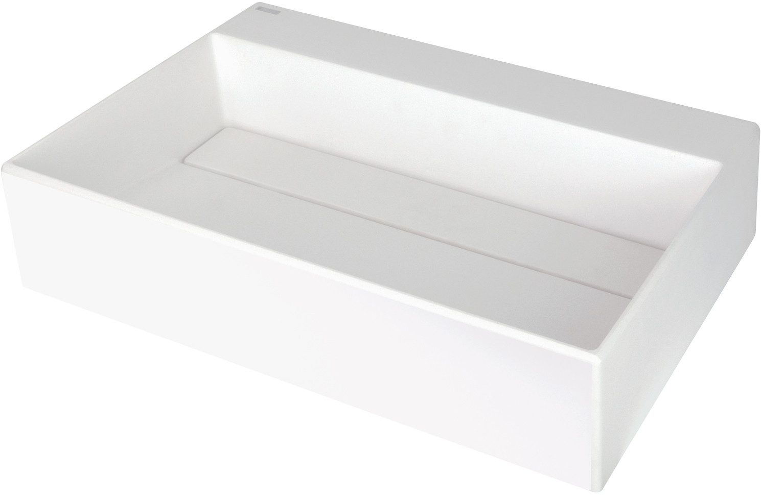 Deante Waschbecken Aufsatzwaschbecken Weiß eckig 60 cm Granitoptik ohne Überlauf (Komplett-Set)