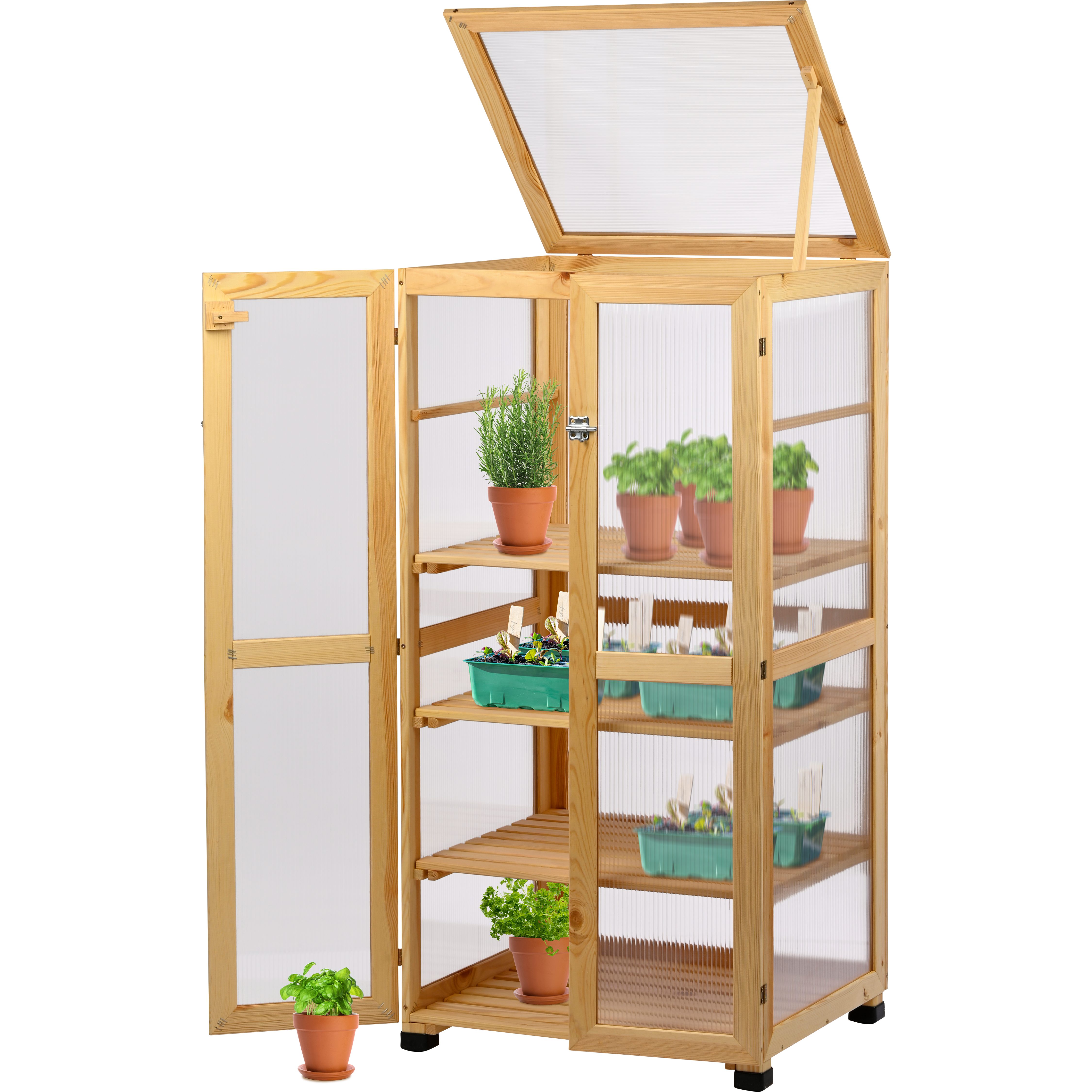 dobar Anzuchttopf Dome, großer Anzuchtschrank aus FSC®-zertifiziertem Kiefernholz