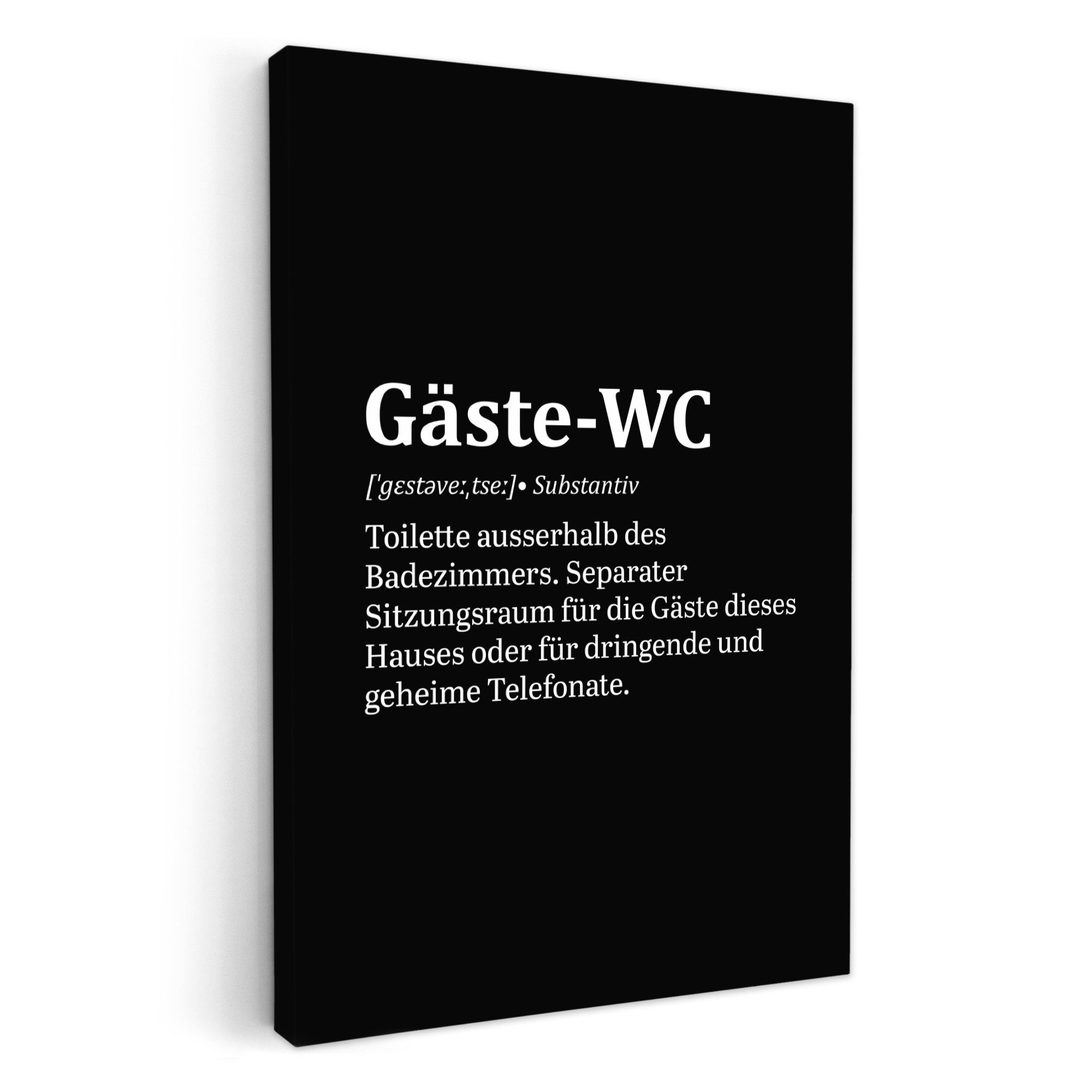 OneMillionCanvasses® Leinwandbild Zitat - Gäste-wc - Definition - Schwarz - günstig online kaufen