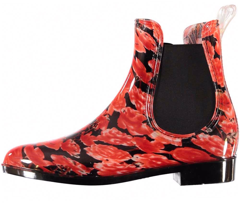 Steinnacher Bärbel Regenstiefelette Chelsea Boots Rosen rot Gummistiefelett günstig online kaufen