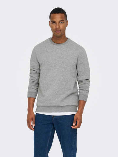 ONLY & SONS Sweatshirt Basic Sweatshirt Langarm Pullover ohne Kapuze ONSCERES 5428 in Grau-2