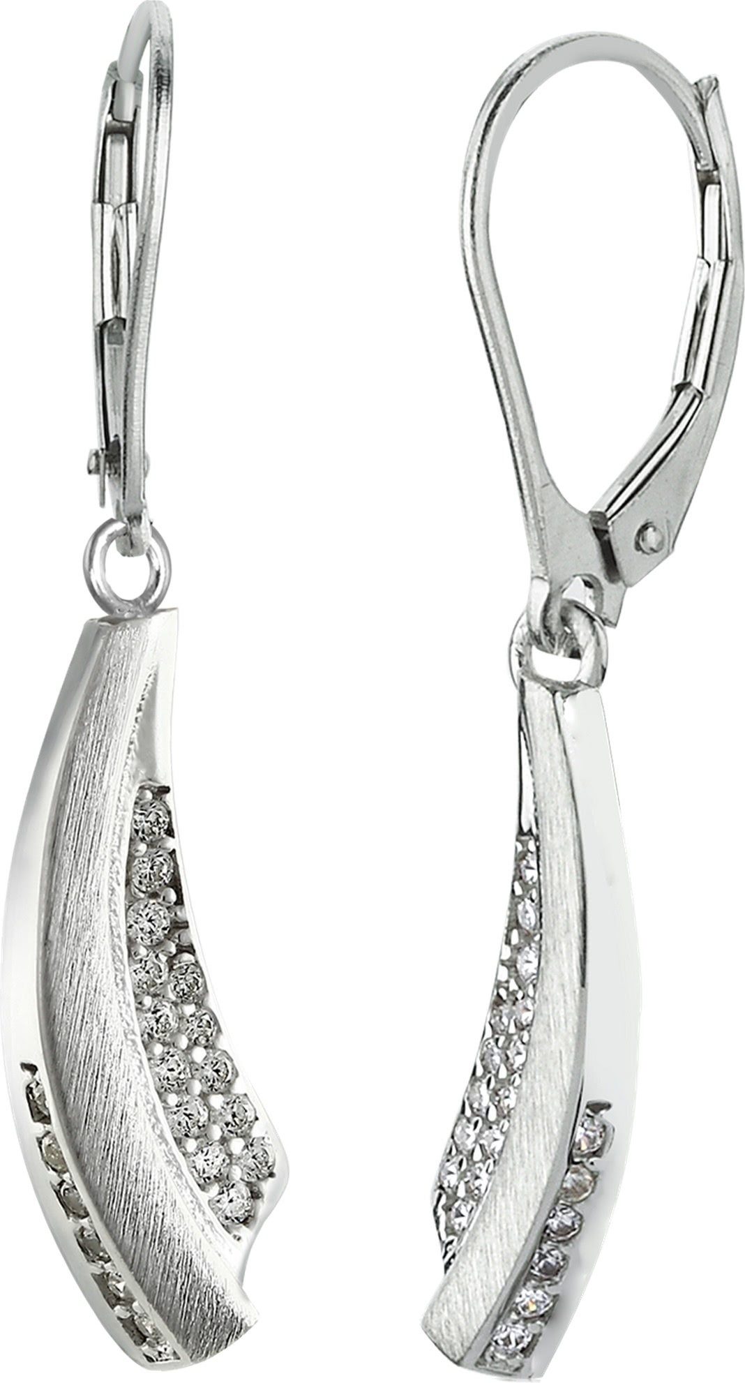 Balia Paar Ohrhänger Balia Damen Ohrringe matt und poliert (Ohrhänger), Damen Ohrhänger Klassik aus 925 Sterling Silber, Länge ca. 3,6cm