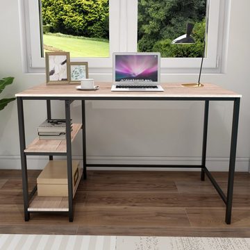 HAUSS SPLOE Schreibtisch Schreibtisch Computertisch Bürotisch Arbeitstisch (mit 2 Tier DIY Lagerregalen Schreiben Tisch für Büro, Wohnzimmer 120x60x75.2cm)