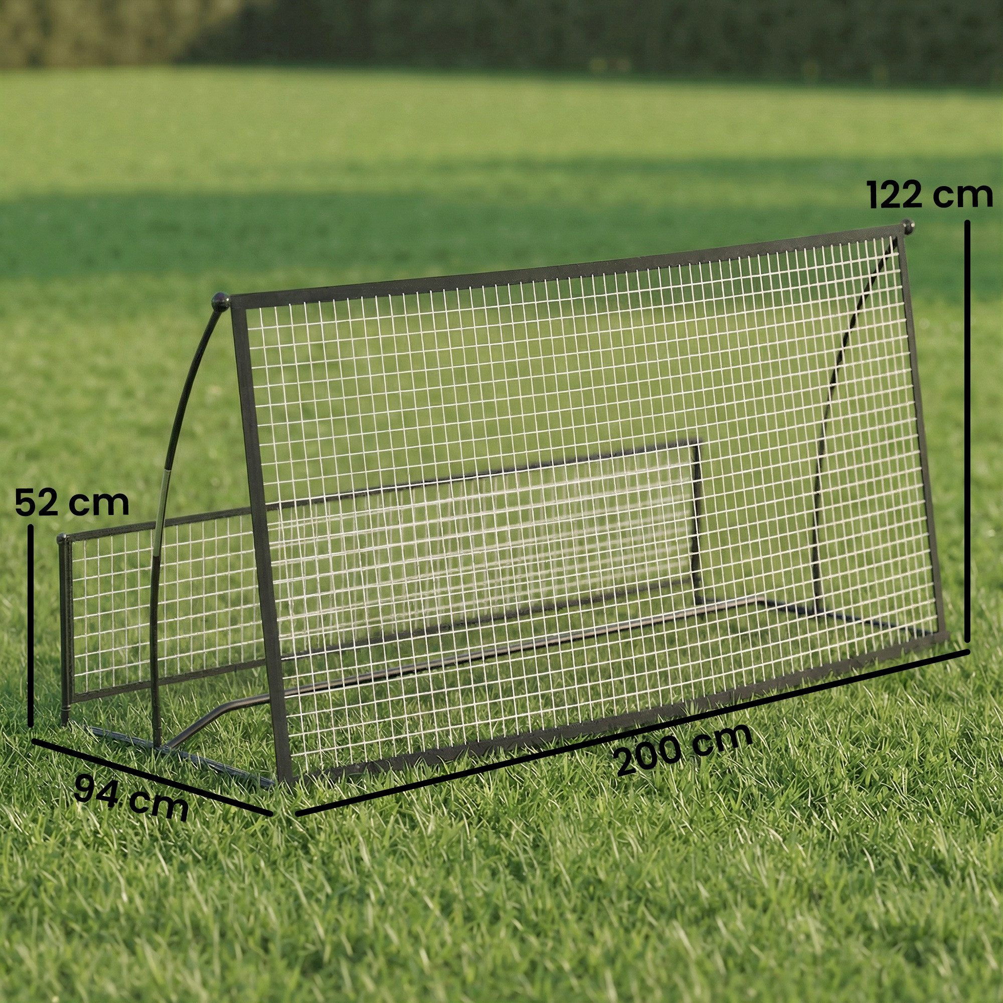SPORTNOW Rebounder 200 x 94cm Kickback Tor mit Rückprallwand Netz, (2-in-1 Zweiseitig Faltbar Prellwand, 1-St., Fußballtor), für Jugendliche, für Handball Training, Schwarz