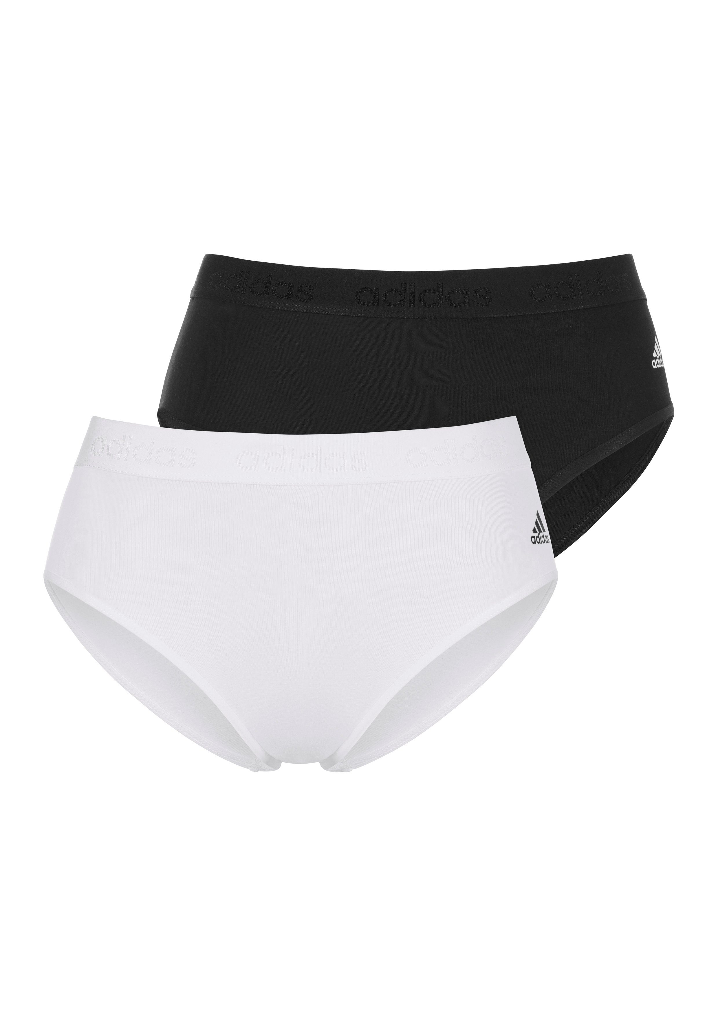Slip Sportswear Logo-Schriftzug adidas mit Bikinislip Bund am (2er-Pack) schwarz weiß,
