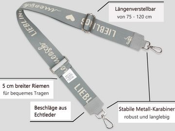 Frentree Schulterriemen MADE IN ITALY, 5cm breiter Schultergurt für Taschen, verstellbarer Gurt, Muster: Lieblingsmensch