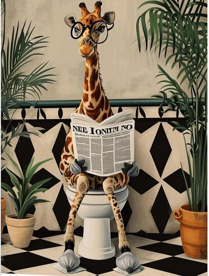 Venicce Love Kreativset Diamond Painting Bilder, Diamant Painting Malerei-Giraffe auf Toilette, (1-tlg)