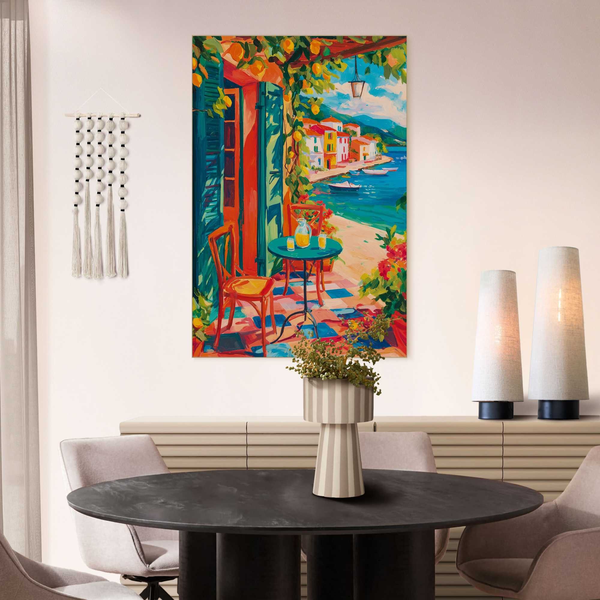 Reinders! Wandbild Mediterrane Terrasse, Städte (1 St), Wohnzimmer - Mehrfarbig - MDF - Städte und Länder - 90x60 cm