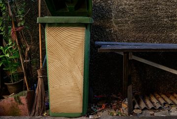 MuchoWow Wandsticker Struktur - Natur - Kunst - Rattan (1 St), Mülleimer-aufkleber, Mülltonne, Sticker, Container, Abfalbehälter