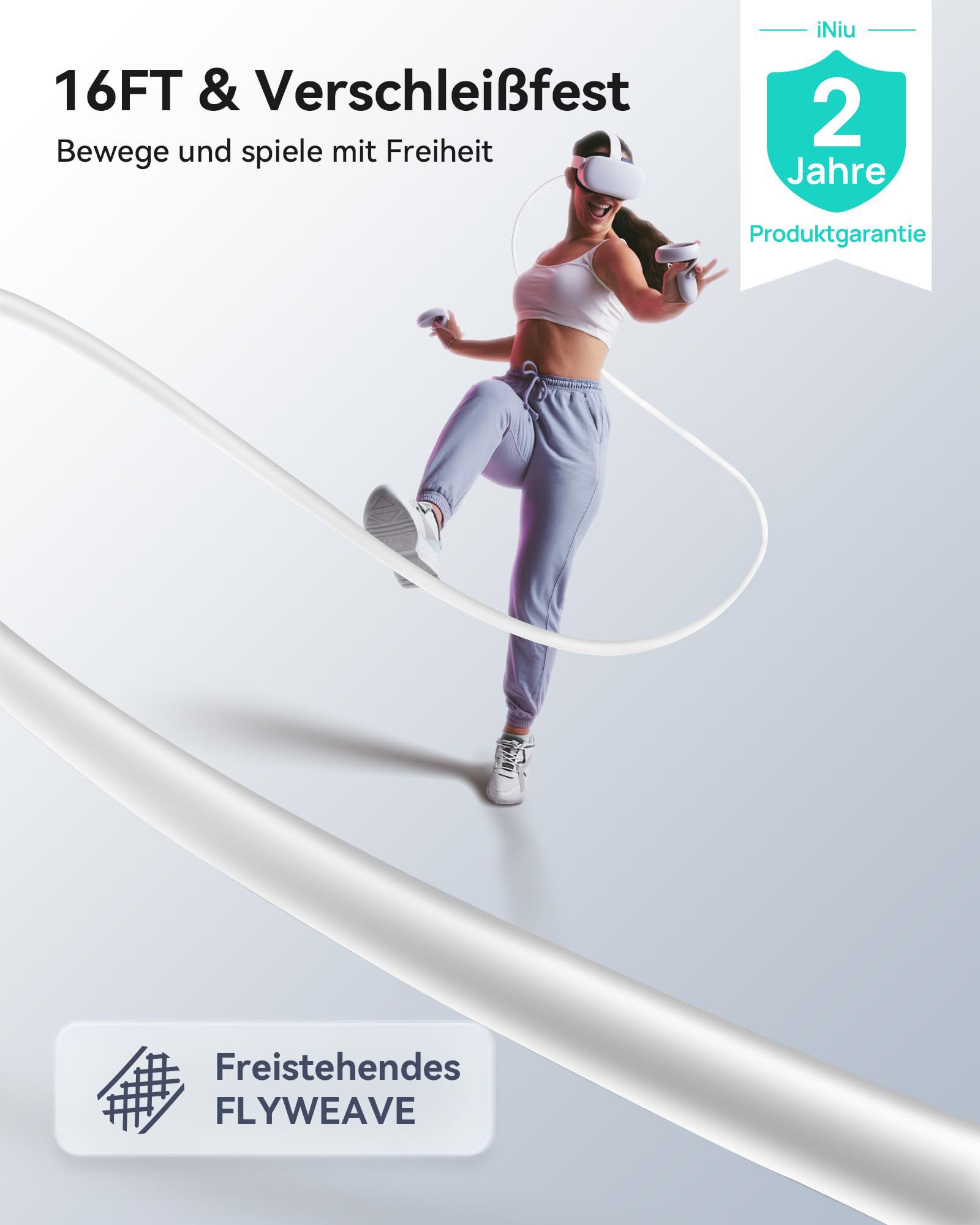 FOSMET Link Kabel mit Ladeanschluss 5 m,Quest 3/2/1/Pro,Pico 4 PC VR Zubehör Virtual-Reality-Brille (für VR Headset Accessories, LED-Ladeanzeige,Schnelle Datenübertragung,Störungsfreie Verbindung)