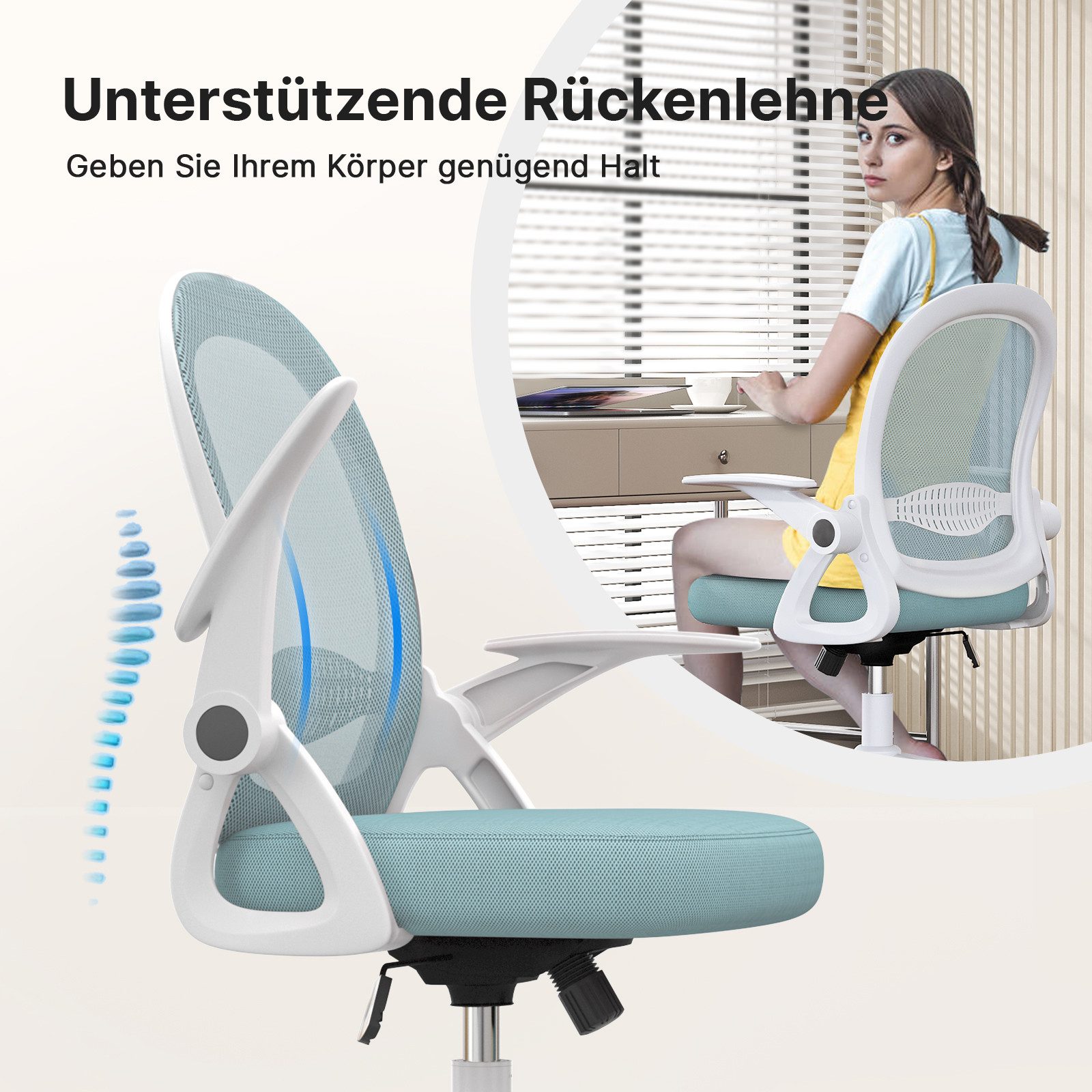 BIGZZIA Bürostuhl Schreibtischstuhl mit Atmungsaktiv Netzbespannung, günstig online kaufen