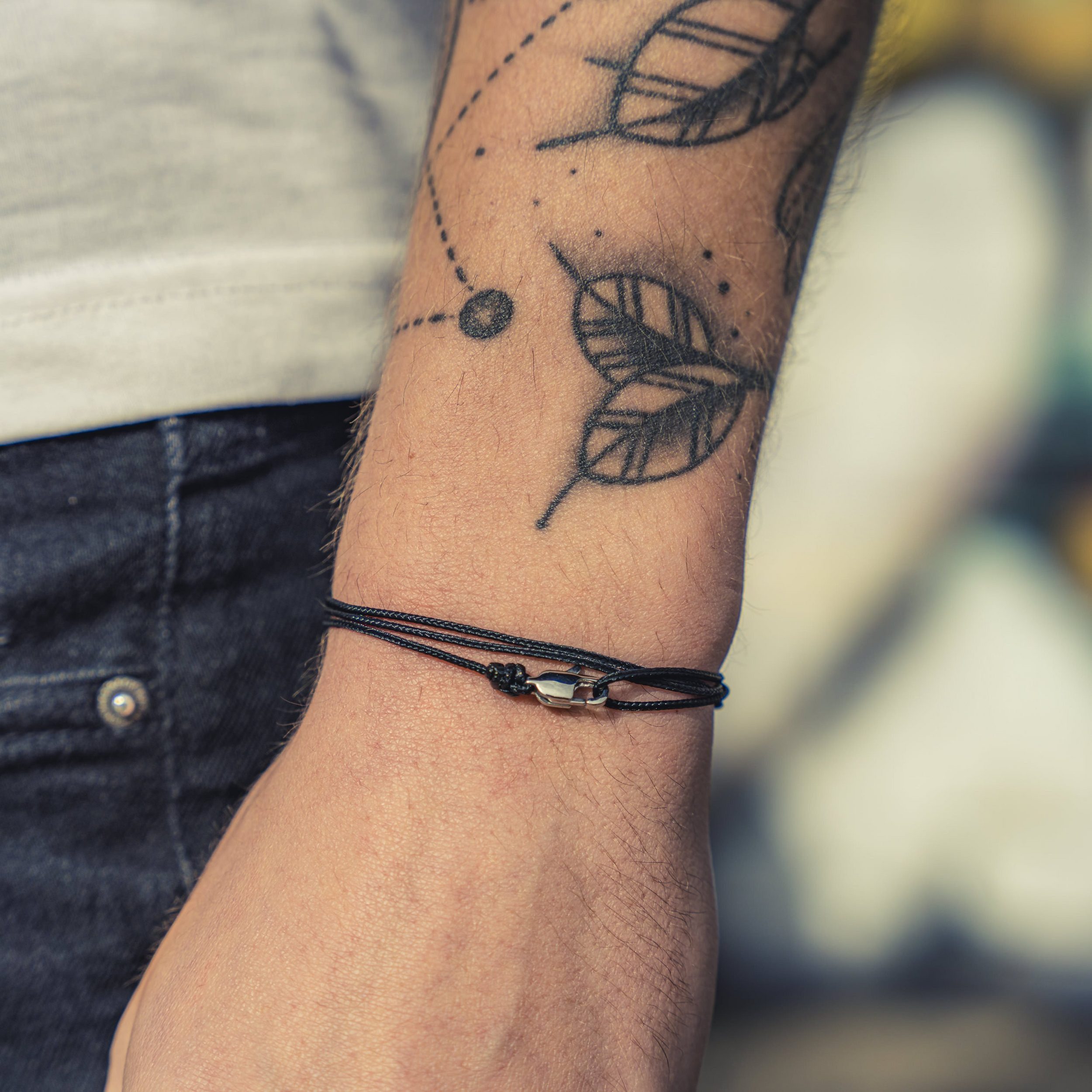 Made by Nami Armband Karabiner Wickelarmband - Schwarz Silber (Einzelartikel)