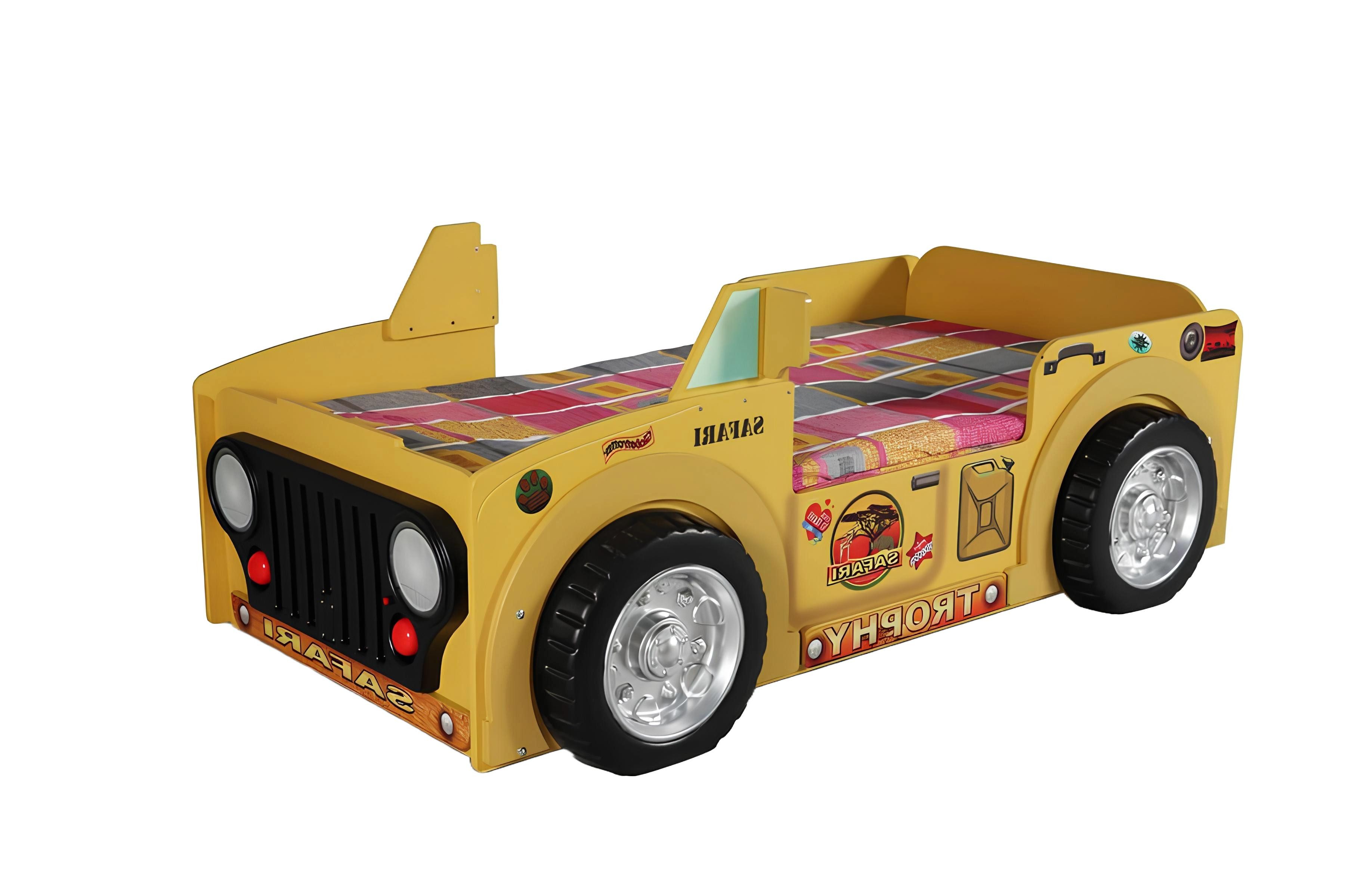 Xlmoebel Autobett Jugendbett mit Safari-Tiermotiven aus Holz inklusive Matratze - Möbel (2-tlg., Kinderbett Safari), Hergestellt in Europa
