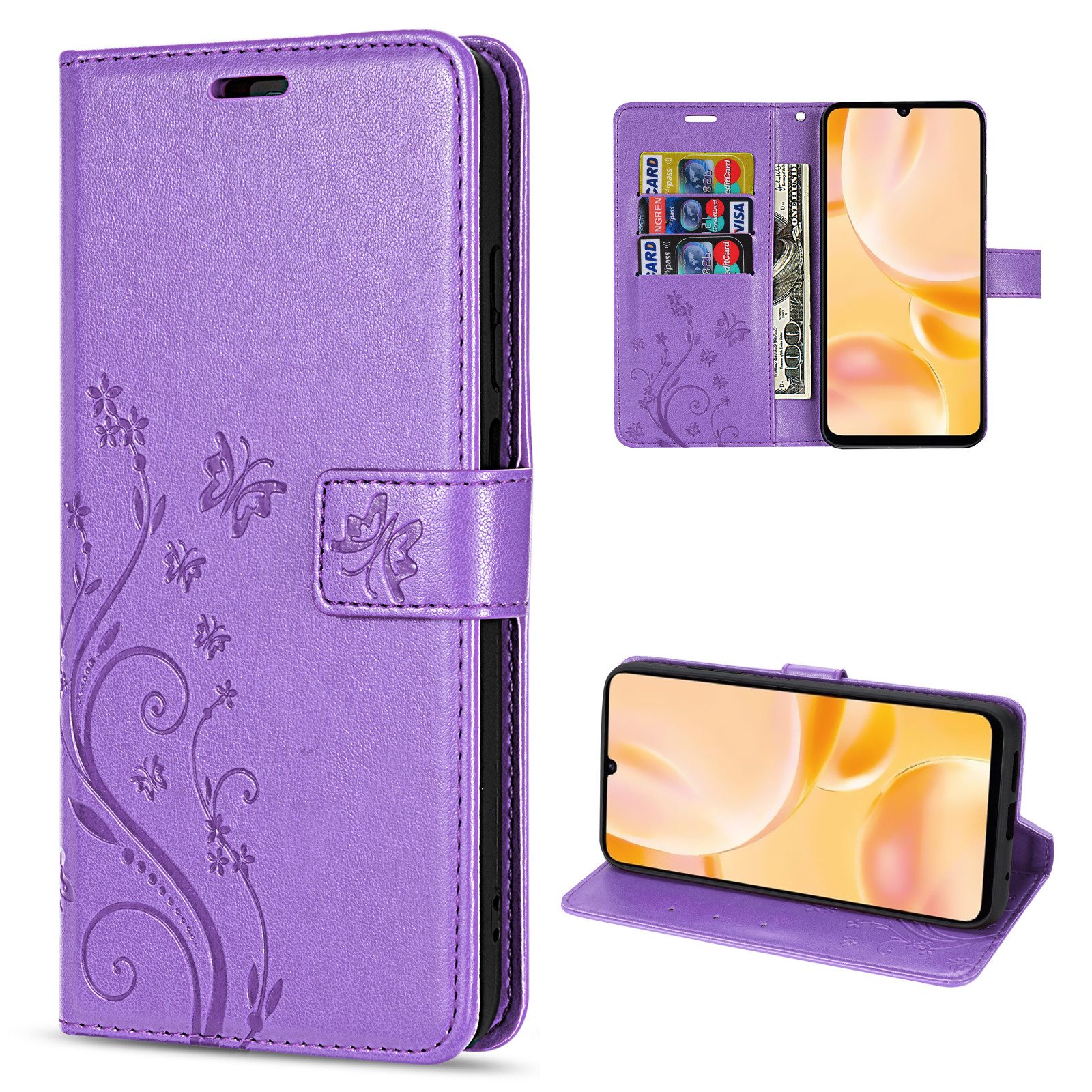 betterfon Handyhülle für ZTE Blade A55 Handytasche Handy Schutz Klapp, Bookstyle-Hülle: Magnetverschluss 3 Kartenfächer & Standfunktion