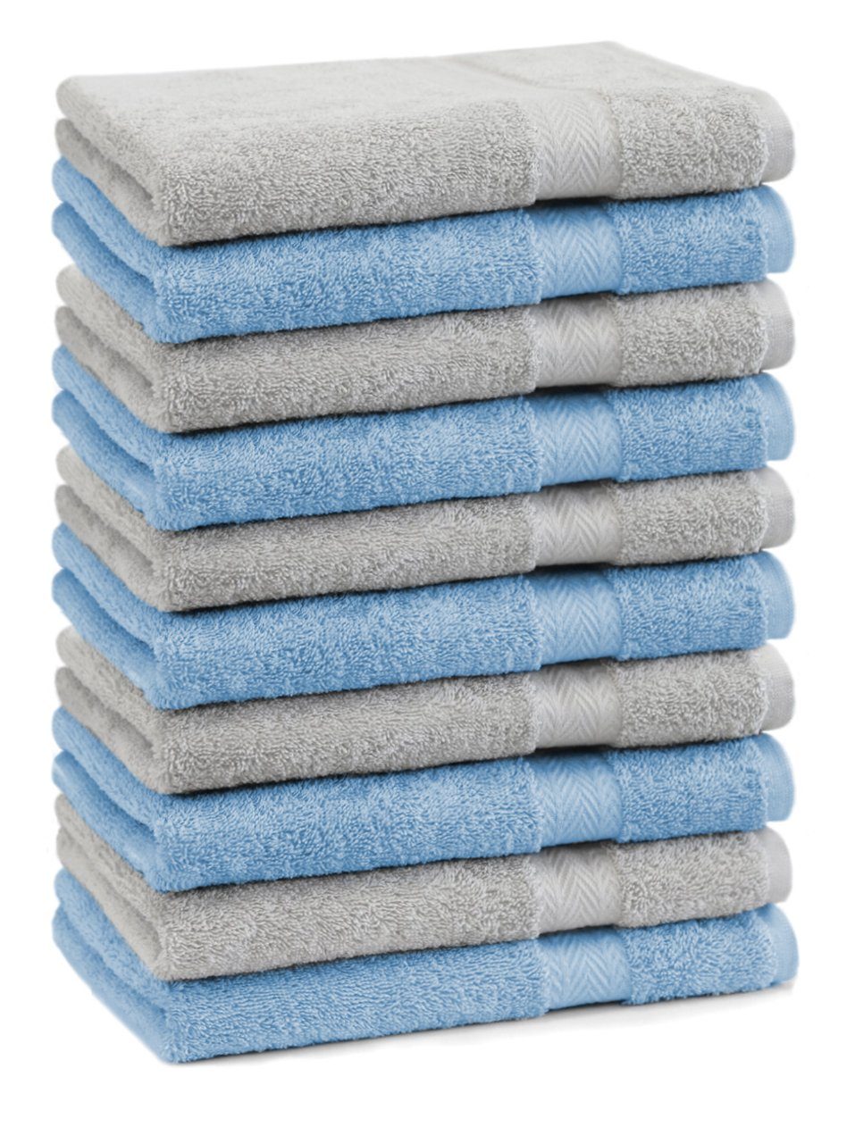 Betz Gästehandtücher 10 Stück Baumwolle Baumwolle Premium 100% cm (10-St) hellblau Farbe 100% Gästetuch-Set silbergrau, 30x50 Gästehandtücher und