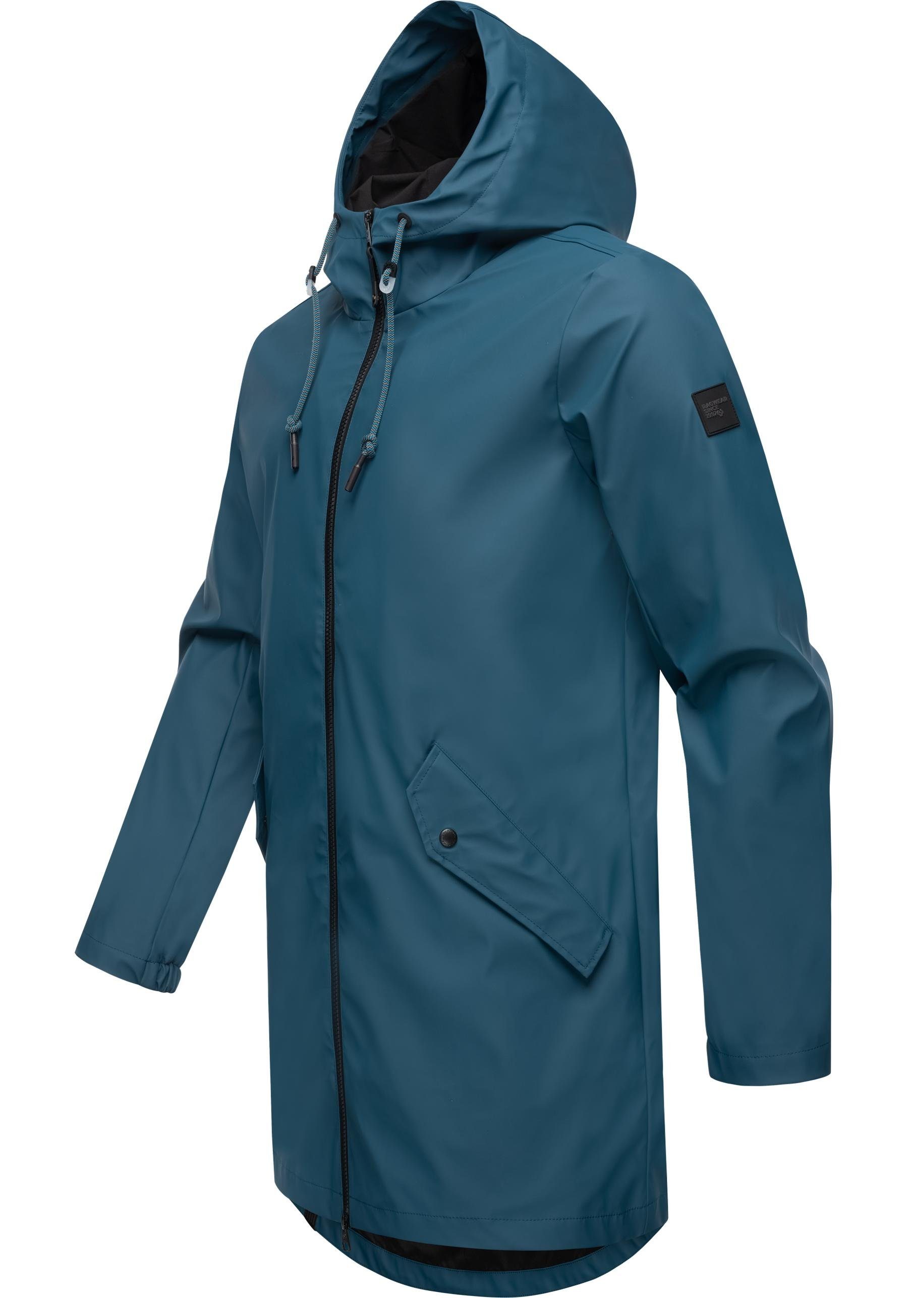 Ragwear Regenmantel Sanwoy Lange, wasserdichte Herren Regenjacke mit Kapuze