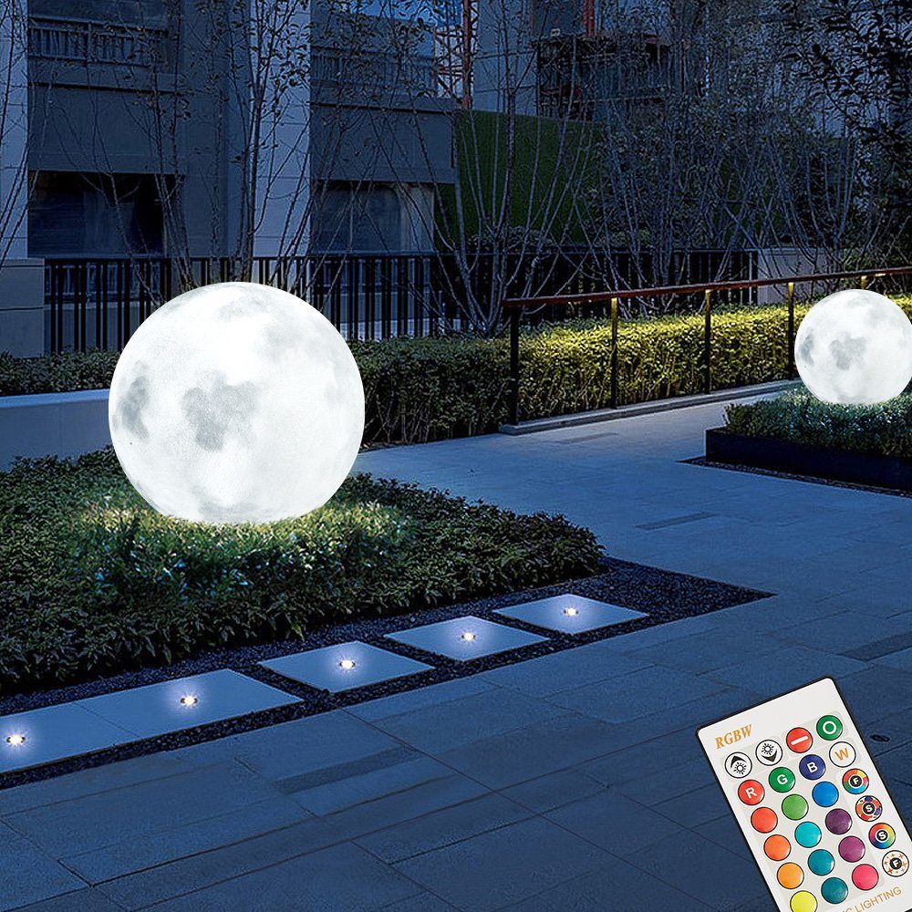 Euroton Leuchtkugel, Gartenleuchte Außenlampe RGBW Gartenleuchte 60cm wechselbar, LED LED LED Kugellampe Stromkabel