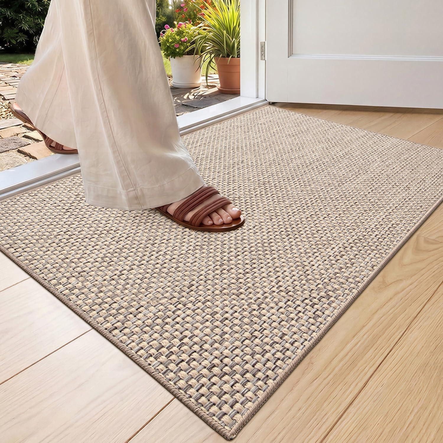 LuxusKollektion Fußmatte Fußmatte Innen 43x75cm Beige, rechteckig, Höhe: 4 mm