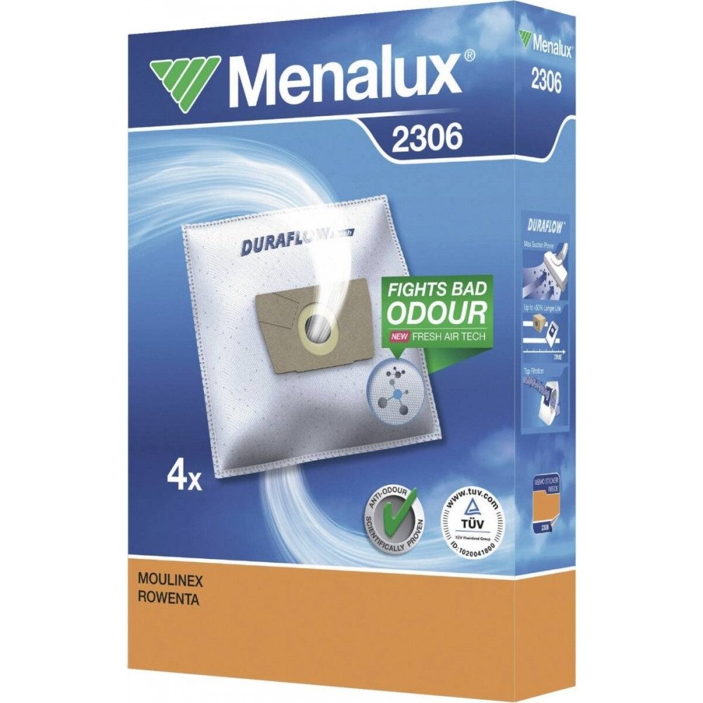 Menalux Staubsaugerbeutel menalux 2306 Staubsaugerbeutel für Bodensauger, passend für Rowenta, Moulinex, Umgepackt, ohne die umkartons
