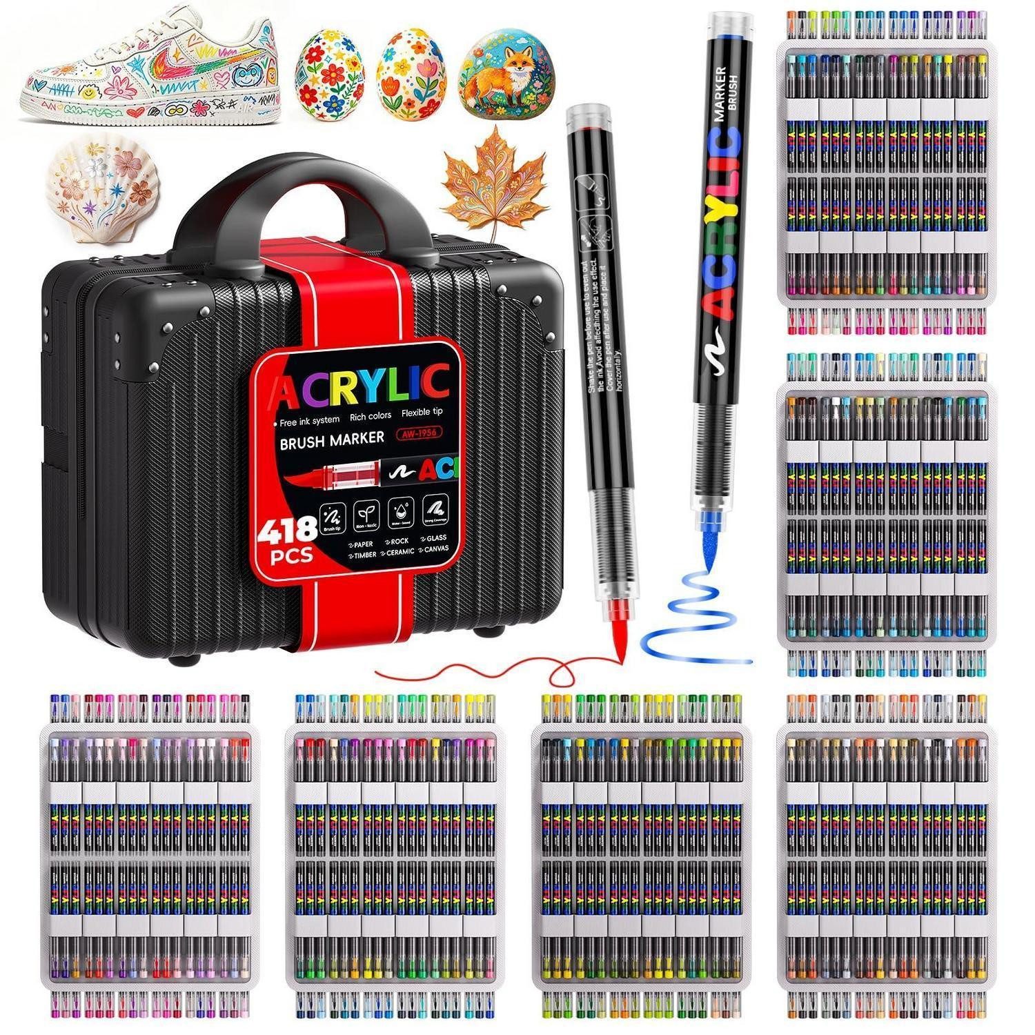 LuxusKollektion Malstift Acrylstifte Set 418 Farben 1-5mm Pinselspitze