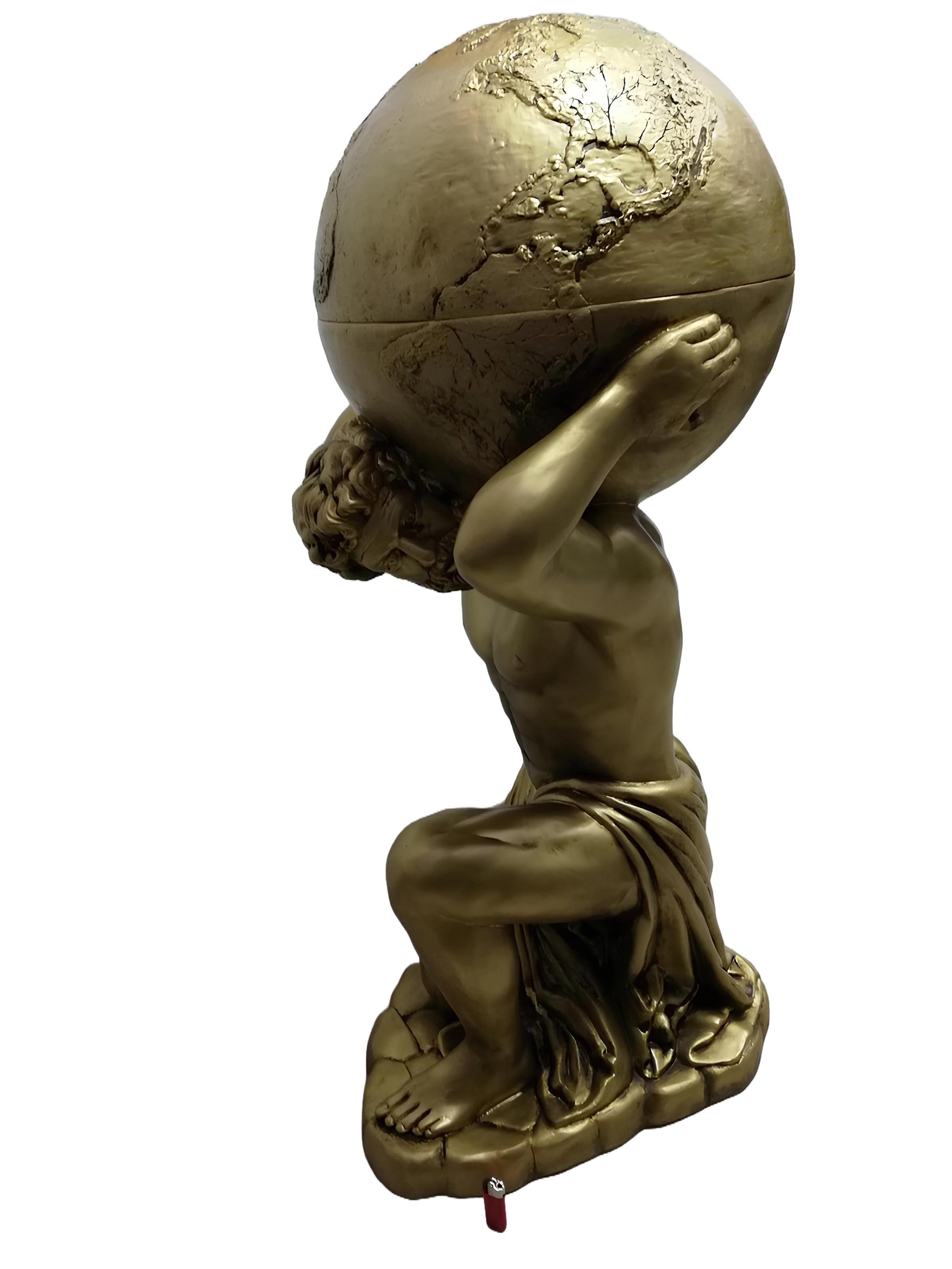 Xlmoebel Bar-Butler Antiker Globus Atlas Minibar aus Holz mit dekorativem Design, (Skulptur 4069424978698), Hergestellt in Europa