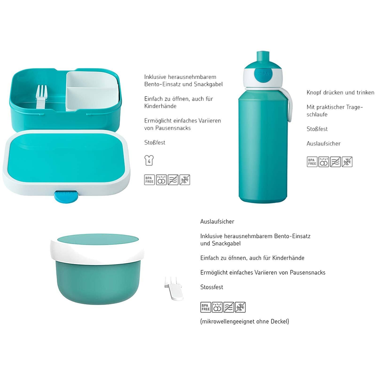 Mepal Lunchbox Campus Lunchset 3er Set, Acrylnitril-Butadien-Styrol (ABS), (3-tlg)