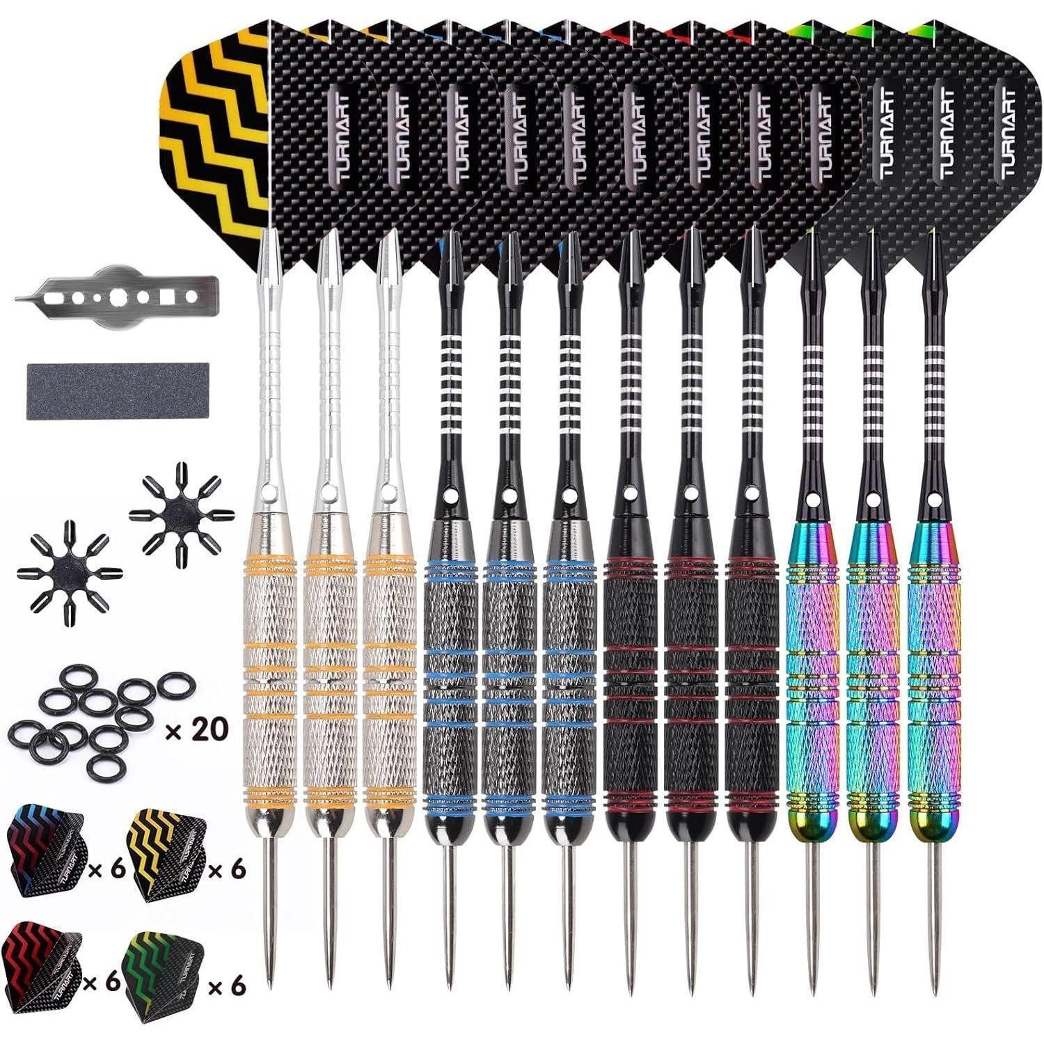 LuxusKollektion Dartpfeil Dartpfeile Metallspitze Profi Set 24g Steel Darts 12 Stück