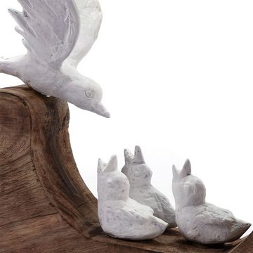 CREEDWOOD Skulptur SKULPTUR "BIRD FAMILY", Mangoholz, 29cm, Vogel Deko Objekt, Figur