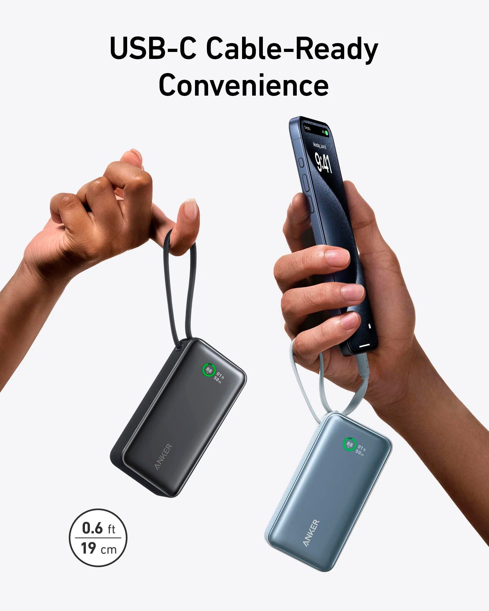 Anker Nano 10.000mAh 30W Integriertes USB-C Kabel Powerbank 10000 mAh